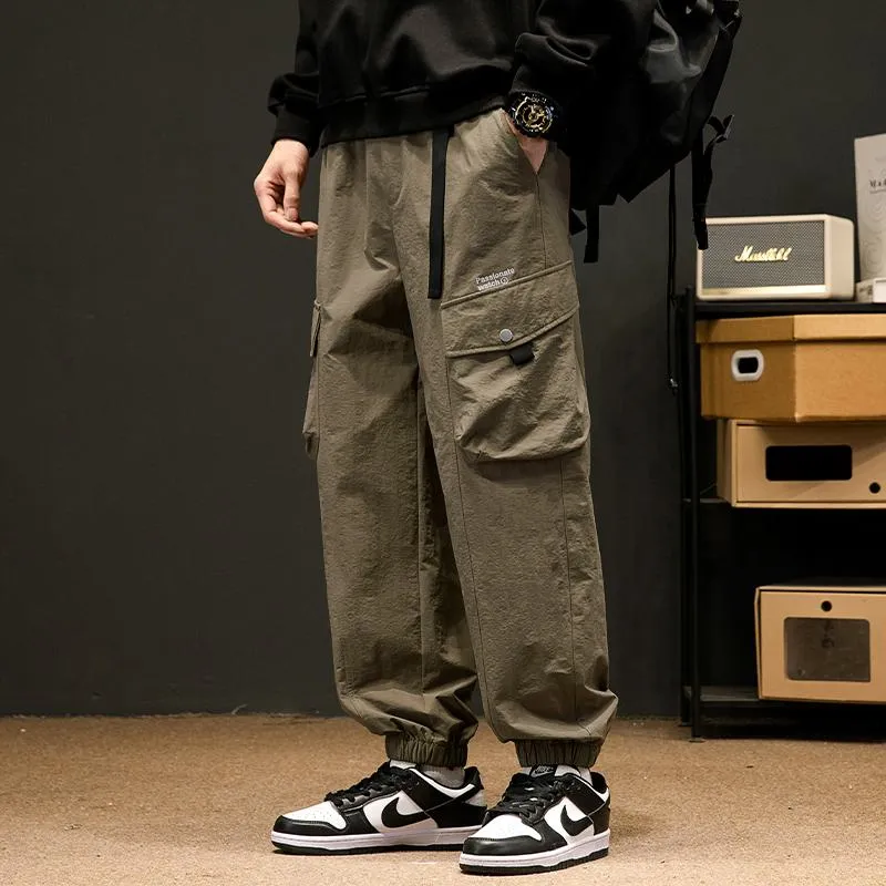 Elasticity Drawstring Hem Bellows Pocket Loose Fit Cargo Pants