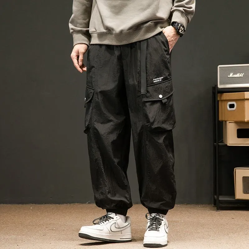 Elasticity Drawstring Hem Bellows Pocket Loose Fit Cargo Pants