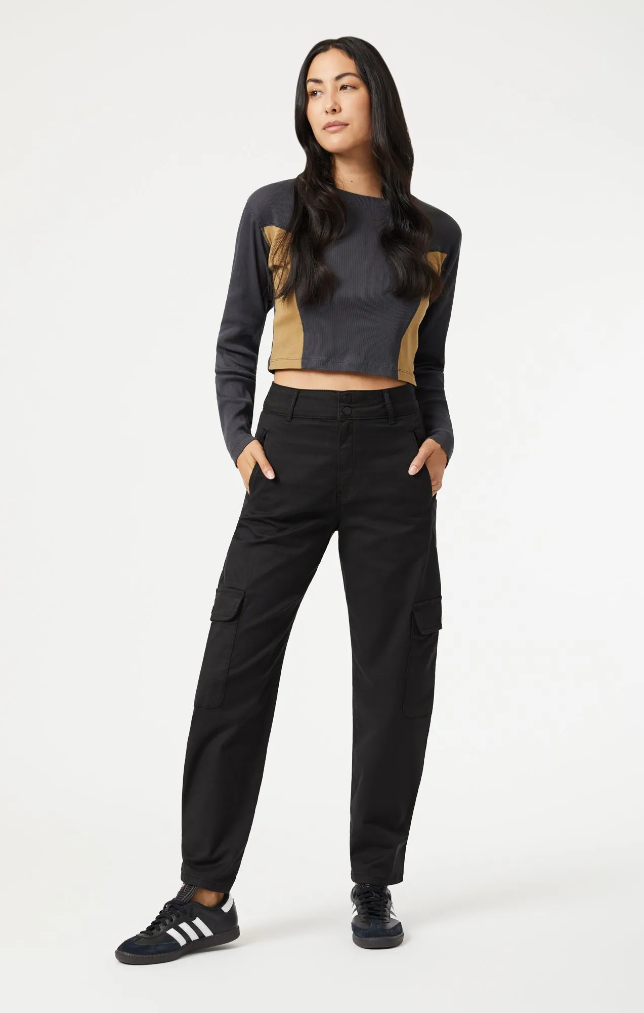 ELSIE CARGO PANTS IN BLACK LUXE TWILL