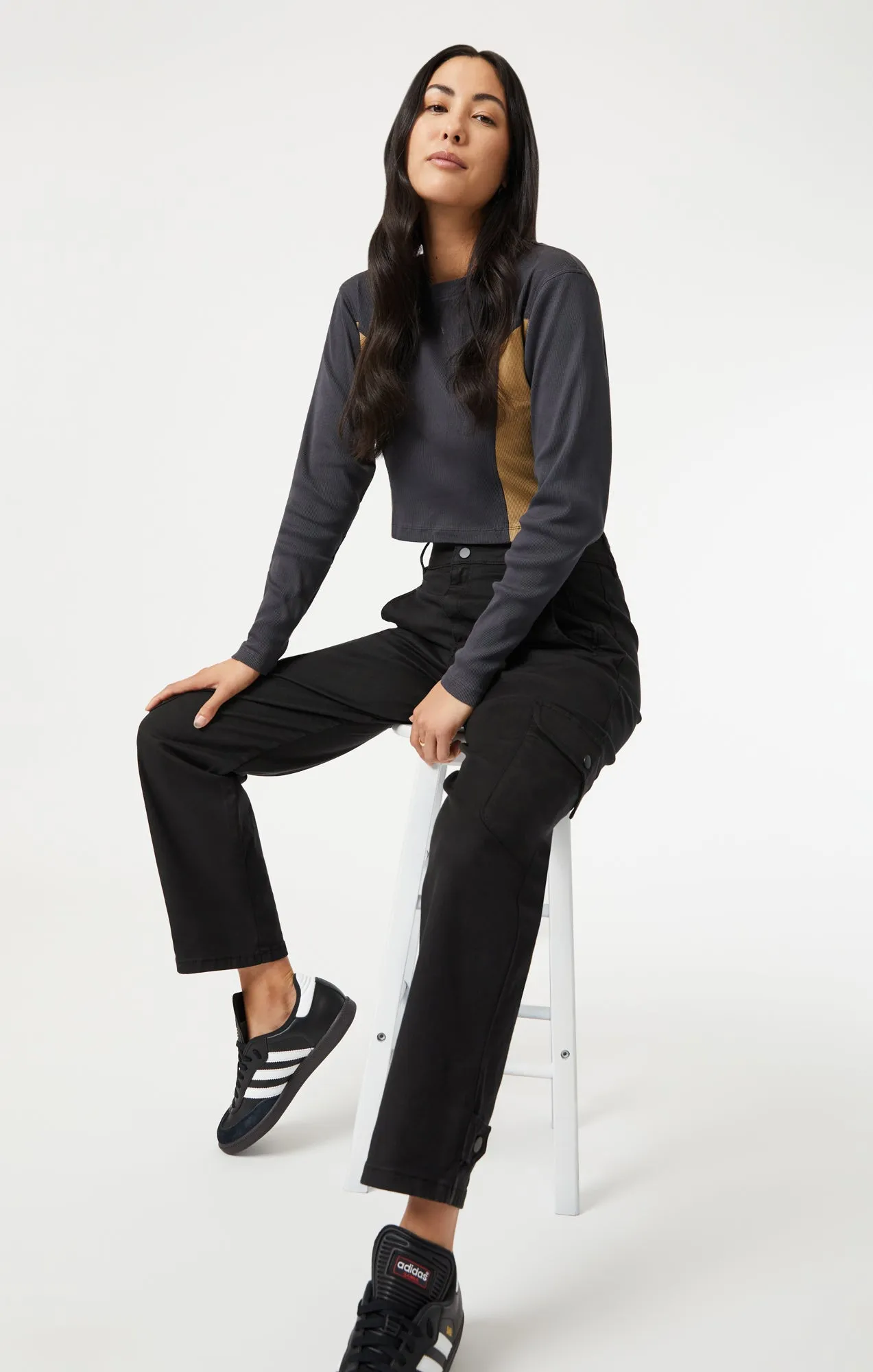 ELSIE CARGO PANTS IN BLACK LUXE TWILL