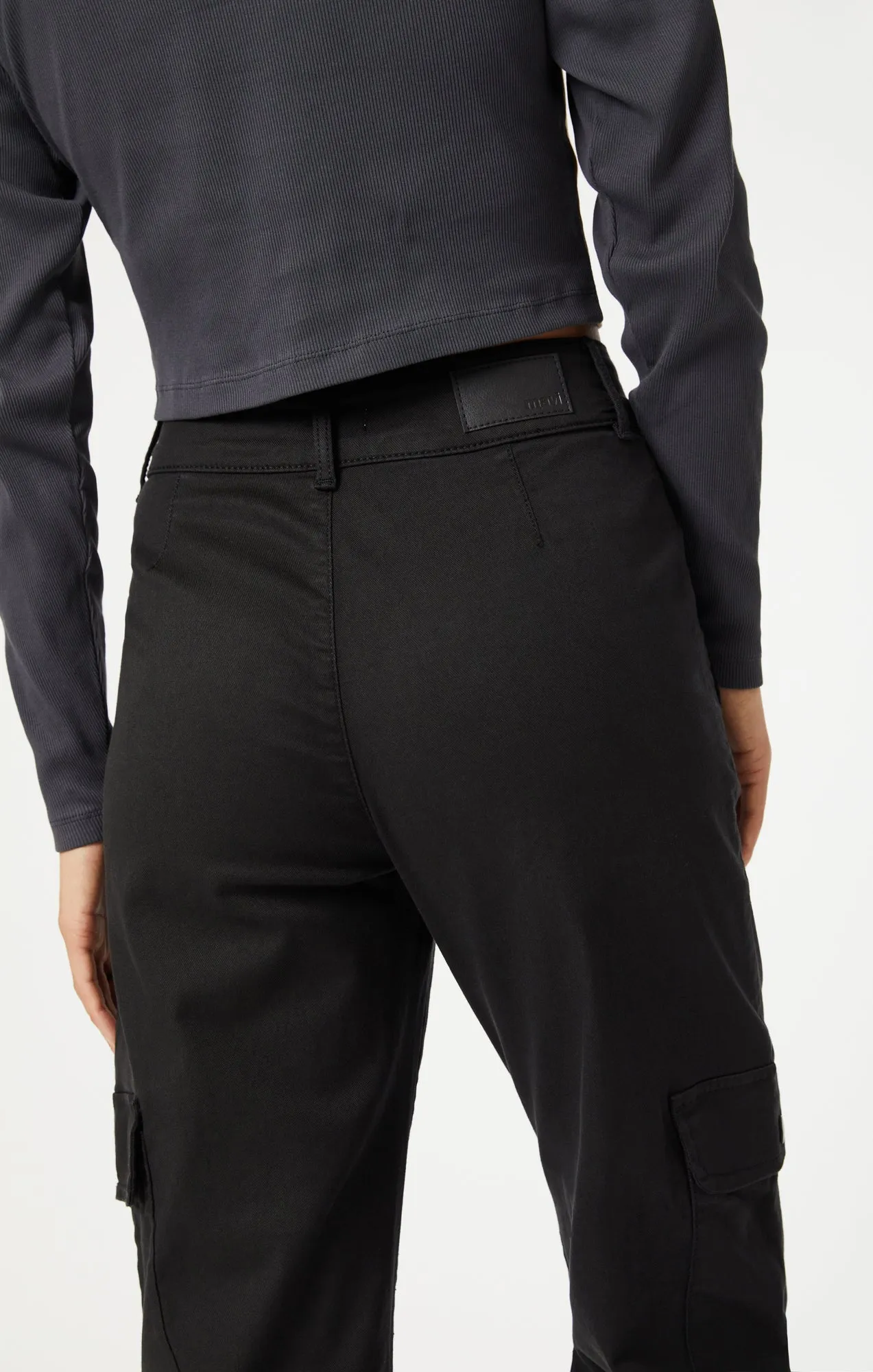 ELSIE CARGO PANTS IN BLACK LUXE TWILL