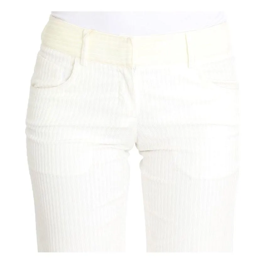 Ermanno Scervino Chic White Striped Straight Fit Pants