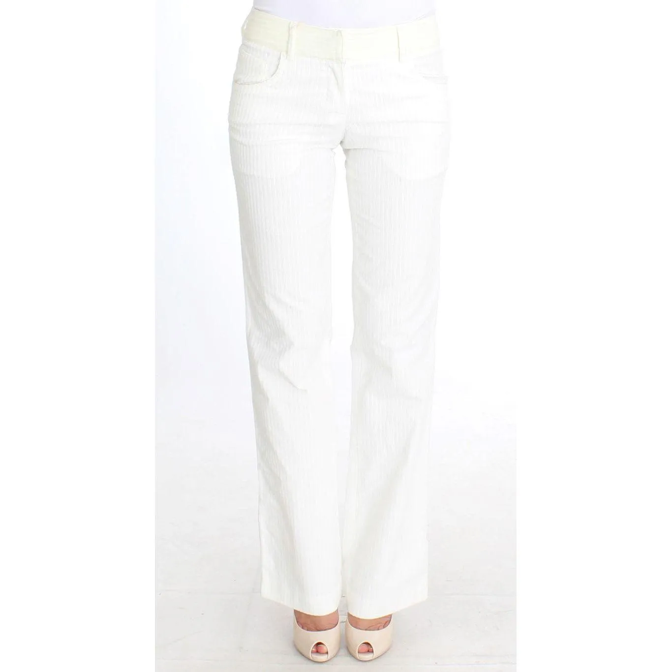 Ermanno Scervino Chic White Striped Straight Fit Pants