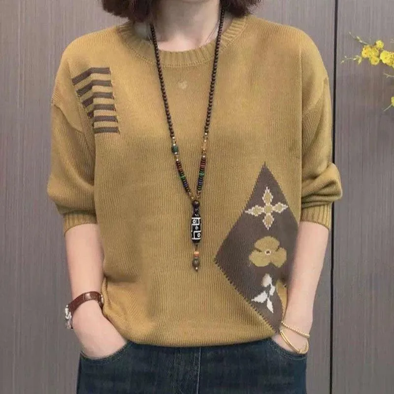 Ethnic Jacquard Sweater: Cozy Wool Blend Chic Comfort