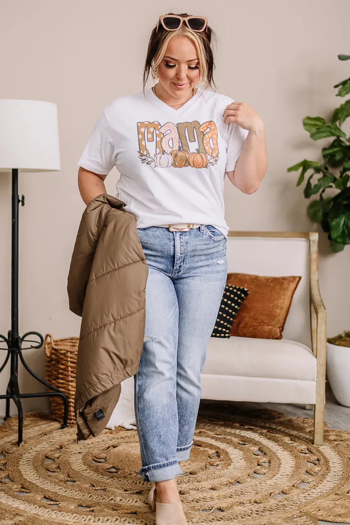 Fall Mama V Neck Graphic Tee