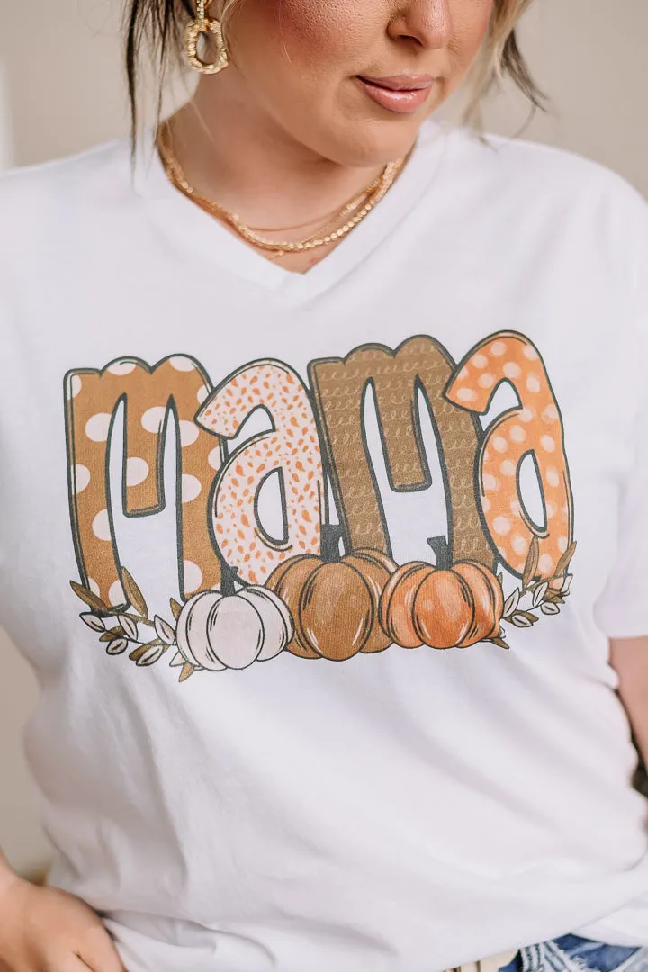 Fall Mama V Neck Graphic Tee