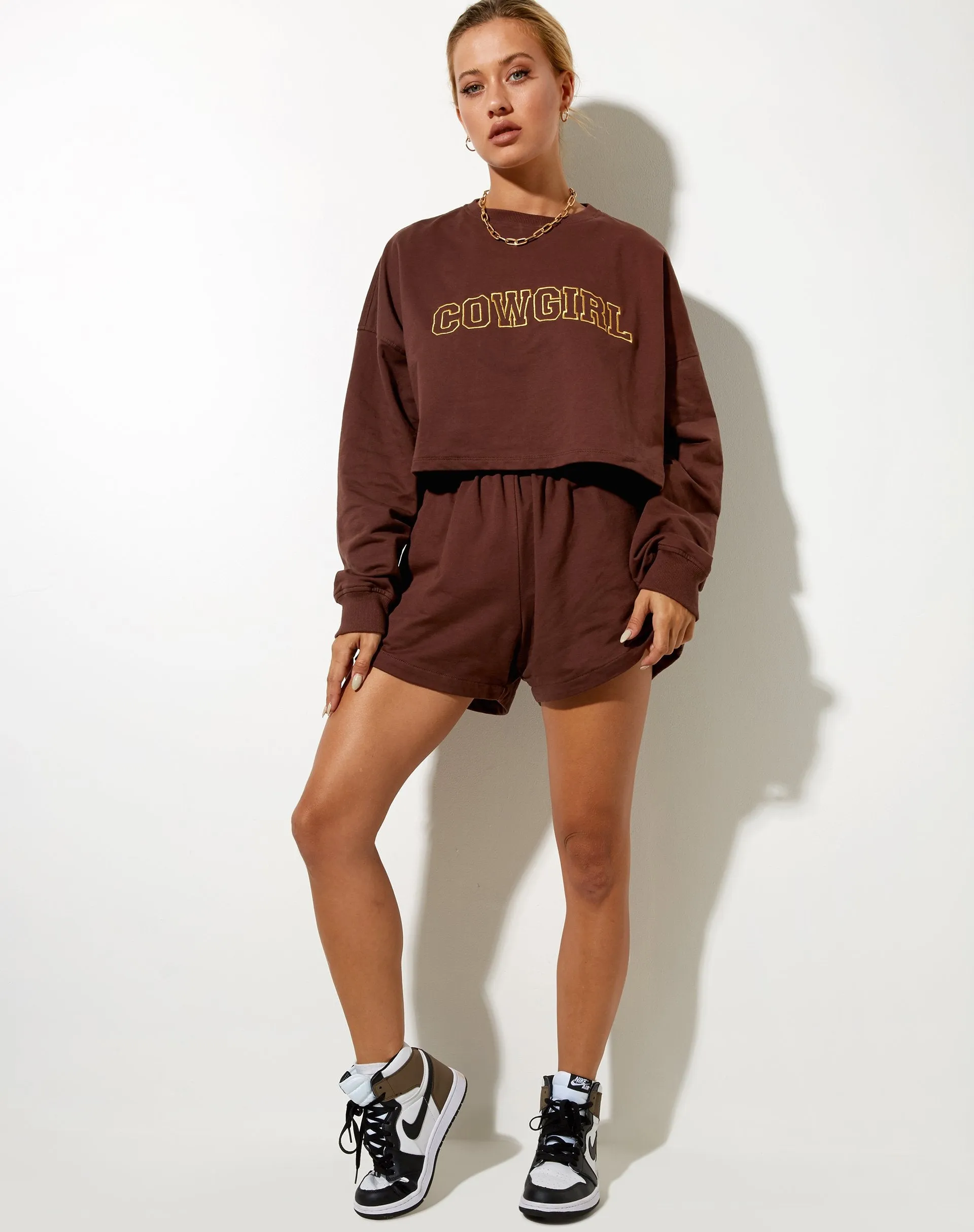 Fawly Crop Top in Deep Mahogany Cowgirl Embro