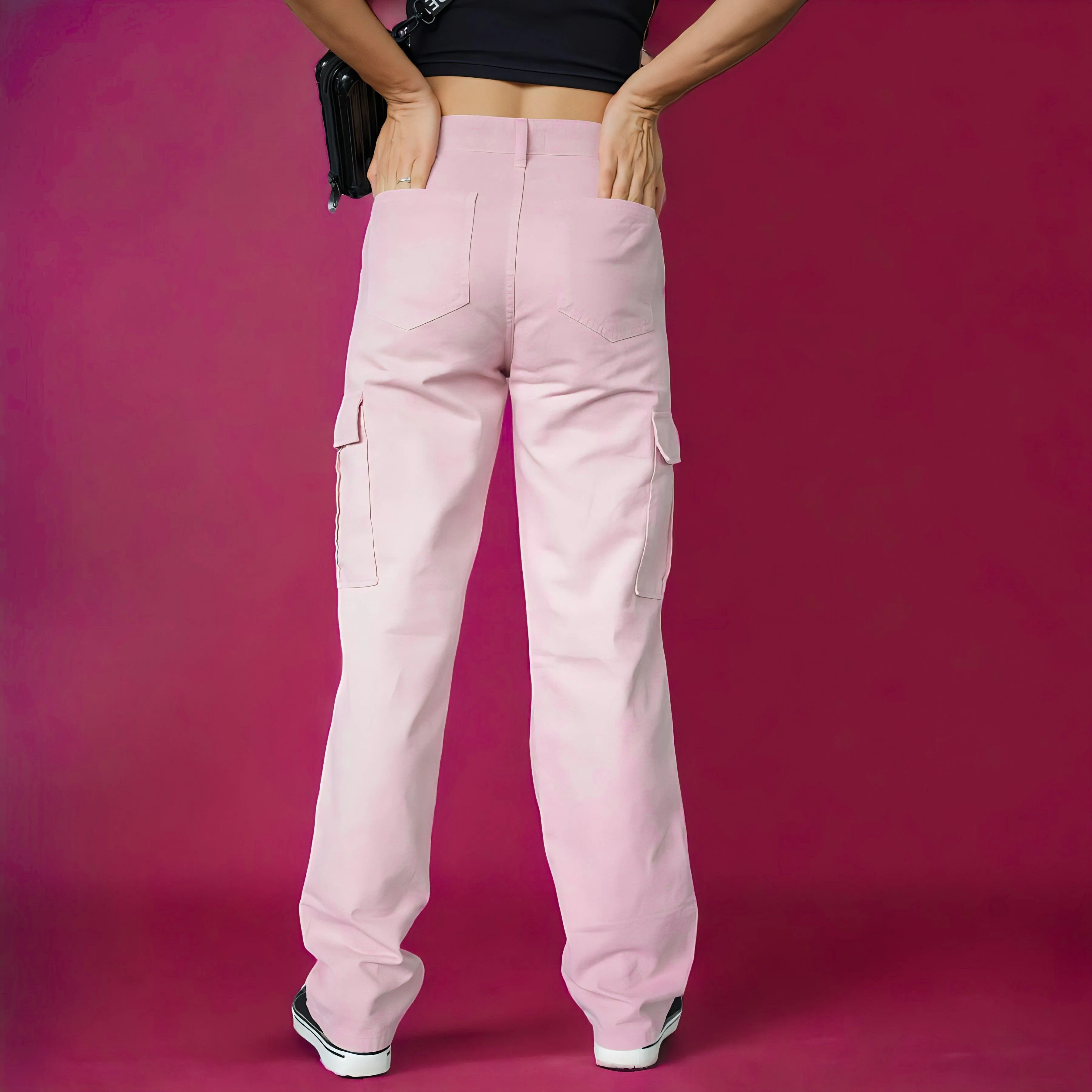 Female Barbie Pink Cargo Trousers (6 pockets)