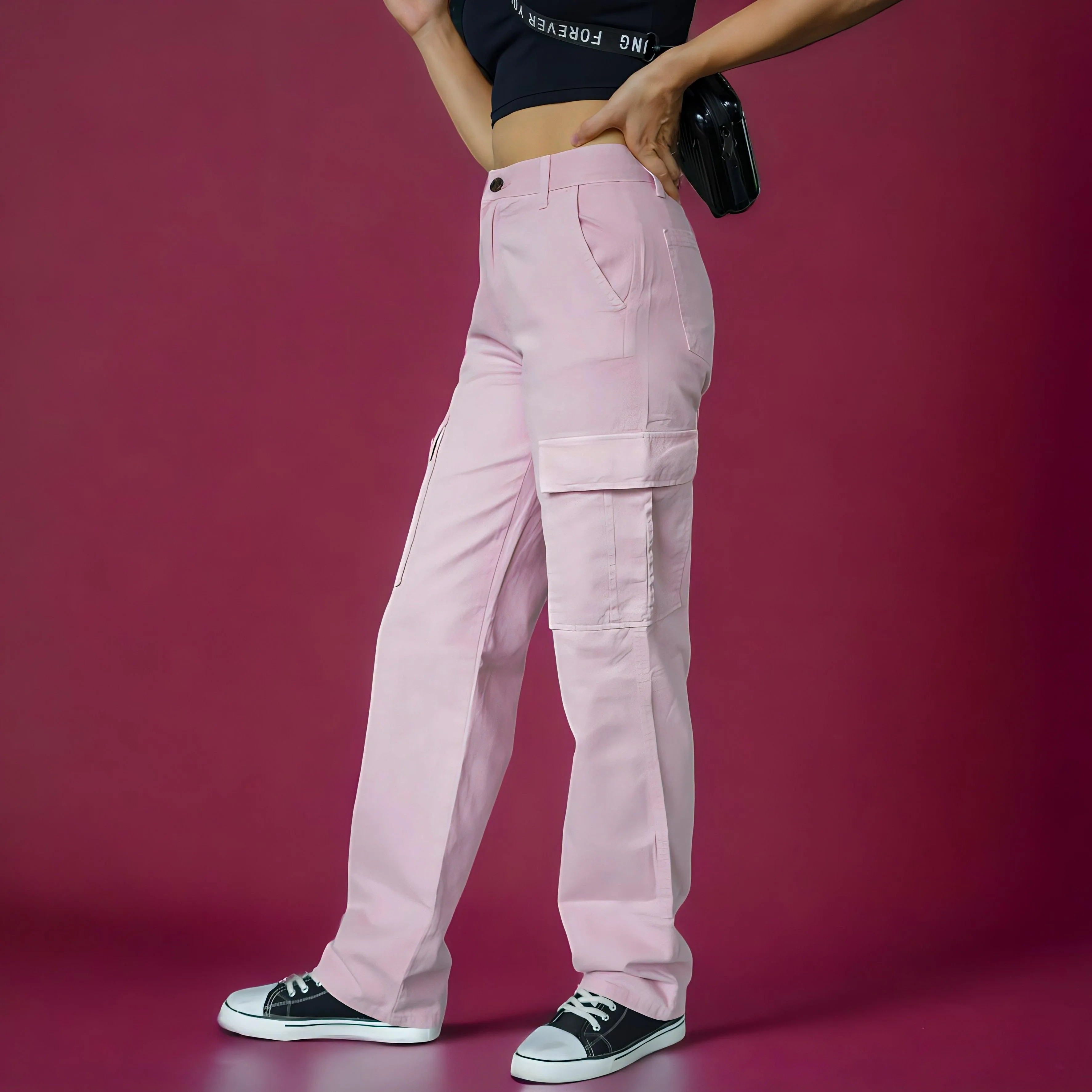 Female Barbie Pink Cargo Trousers (6 pockets)