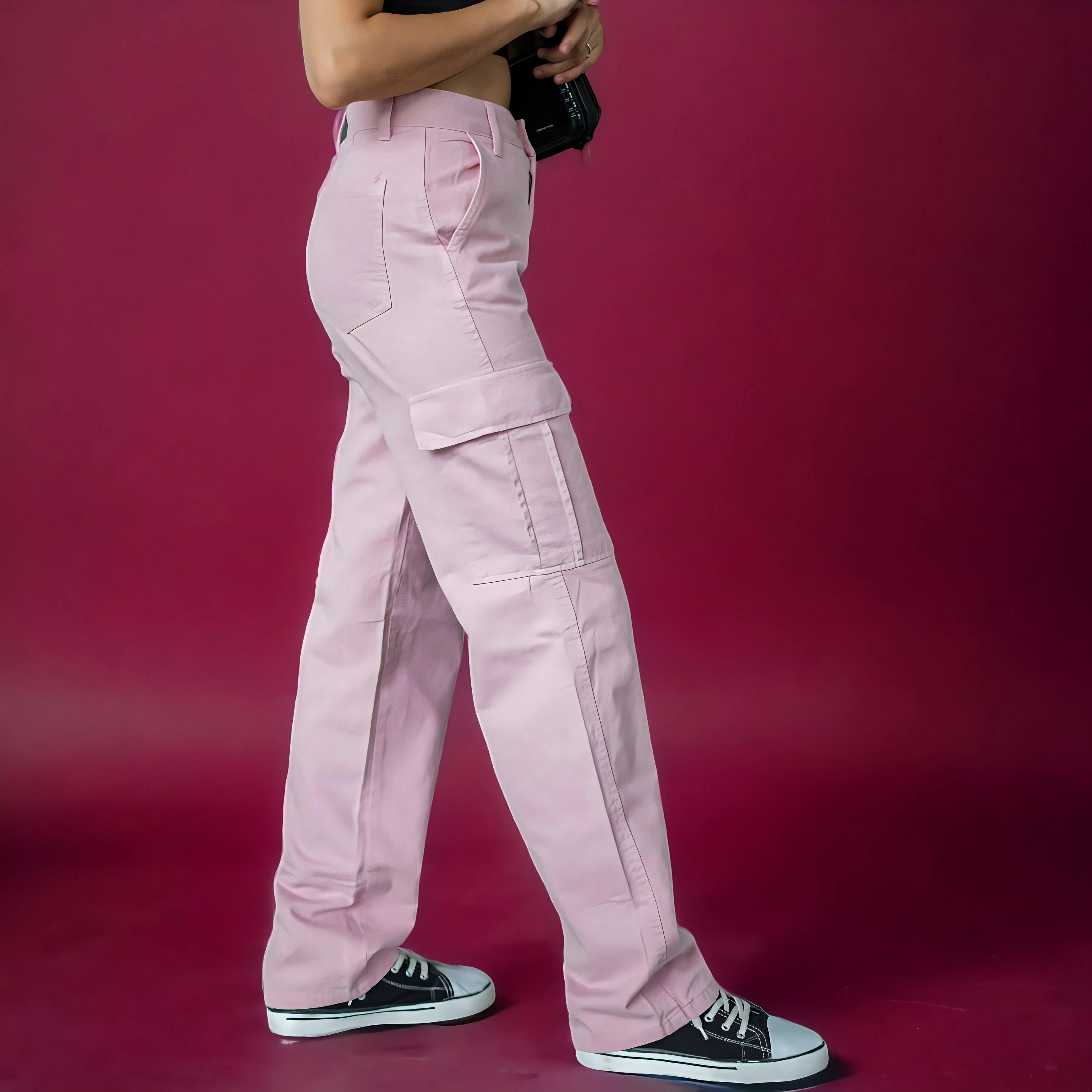 Female Barbie Pink Cargo Trousers (6 pockets)