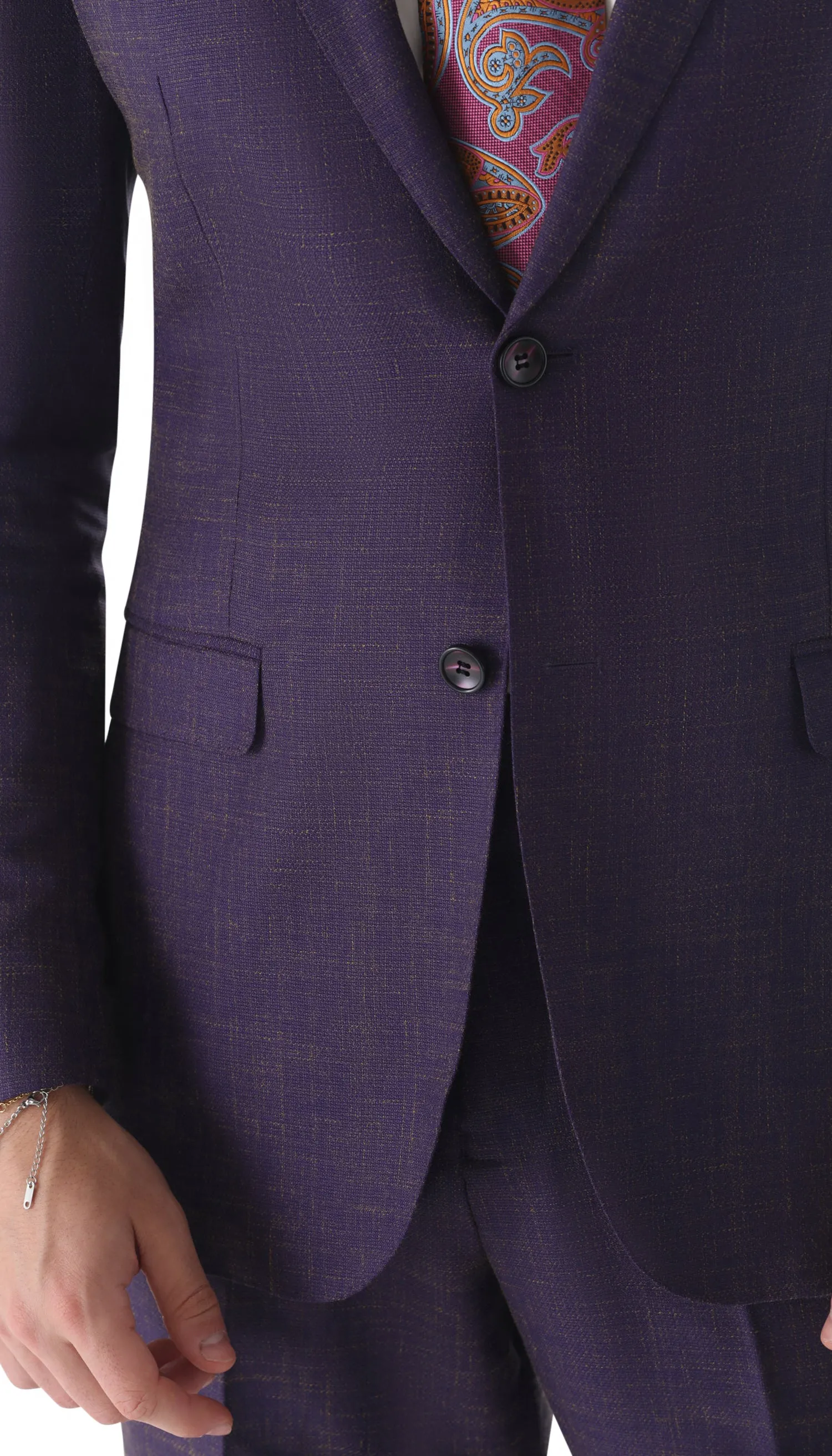 Ferrecci Mens 2 Button Slim Fit Egg Plant Purple Suit