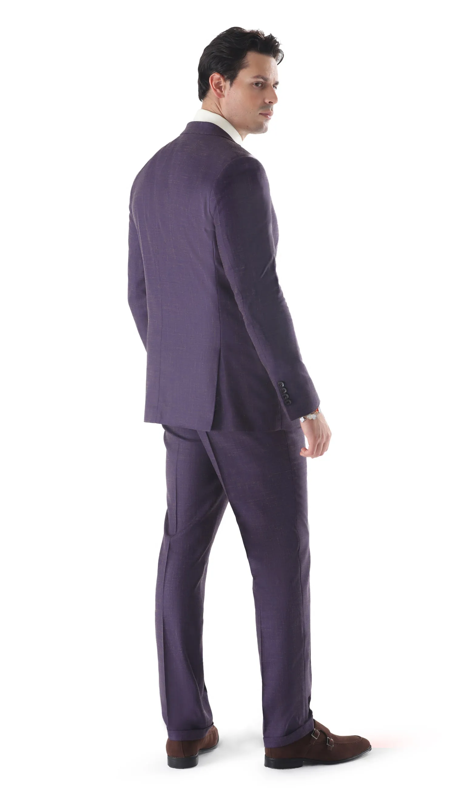 Ferrecci Mens 2 Button Slim Fit Egg Plant Purple Suit