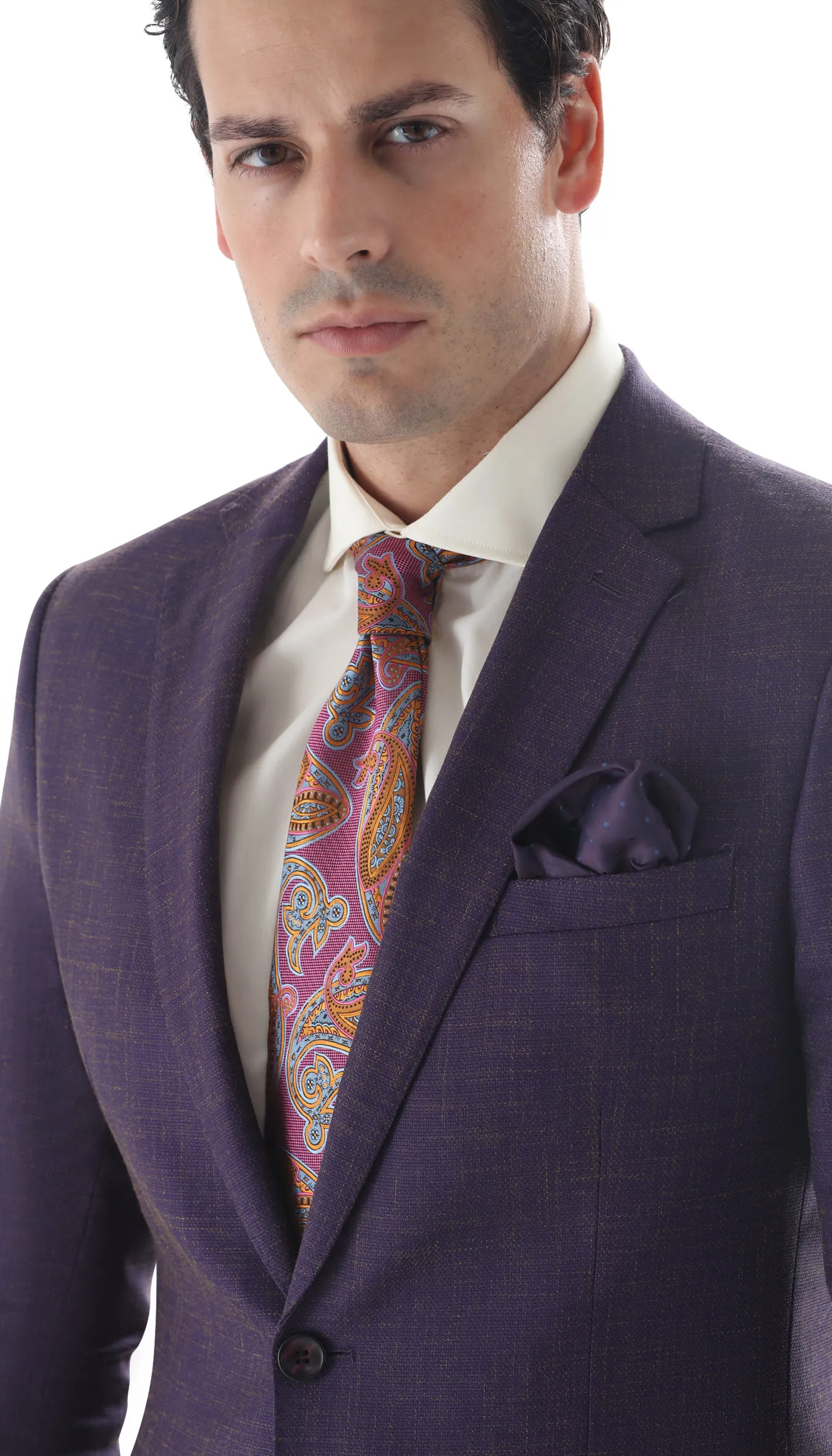 Ferrecci Mens 2 Button Slim Fit Egg Plant Purple Suit