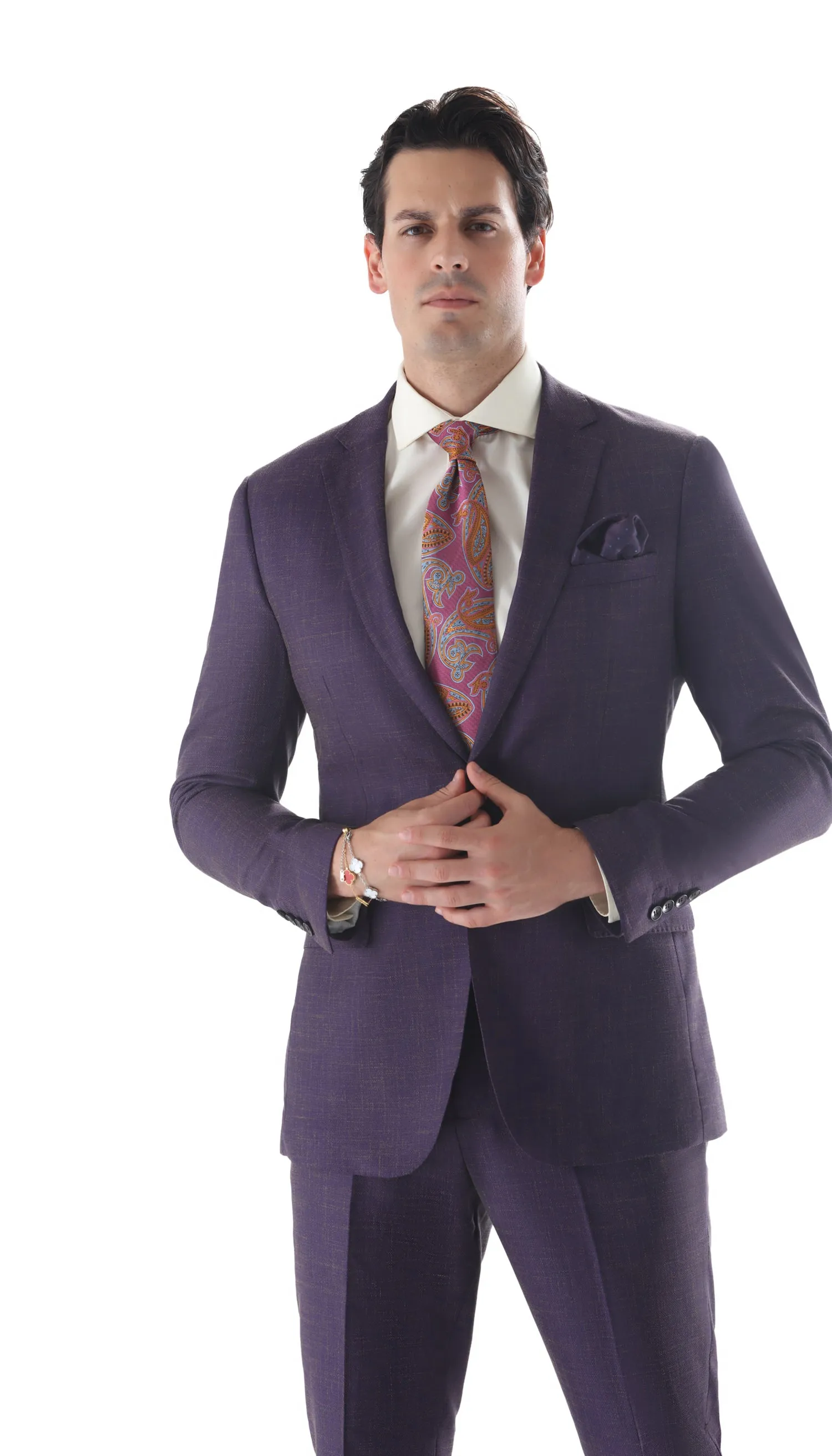 Ferrecci Mens 2 Button Slim Fit Egg Plant Purple Suit