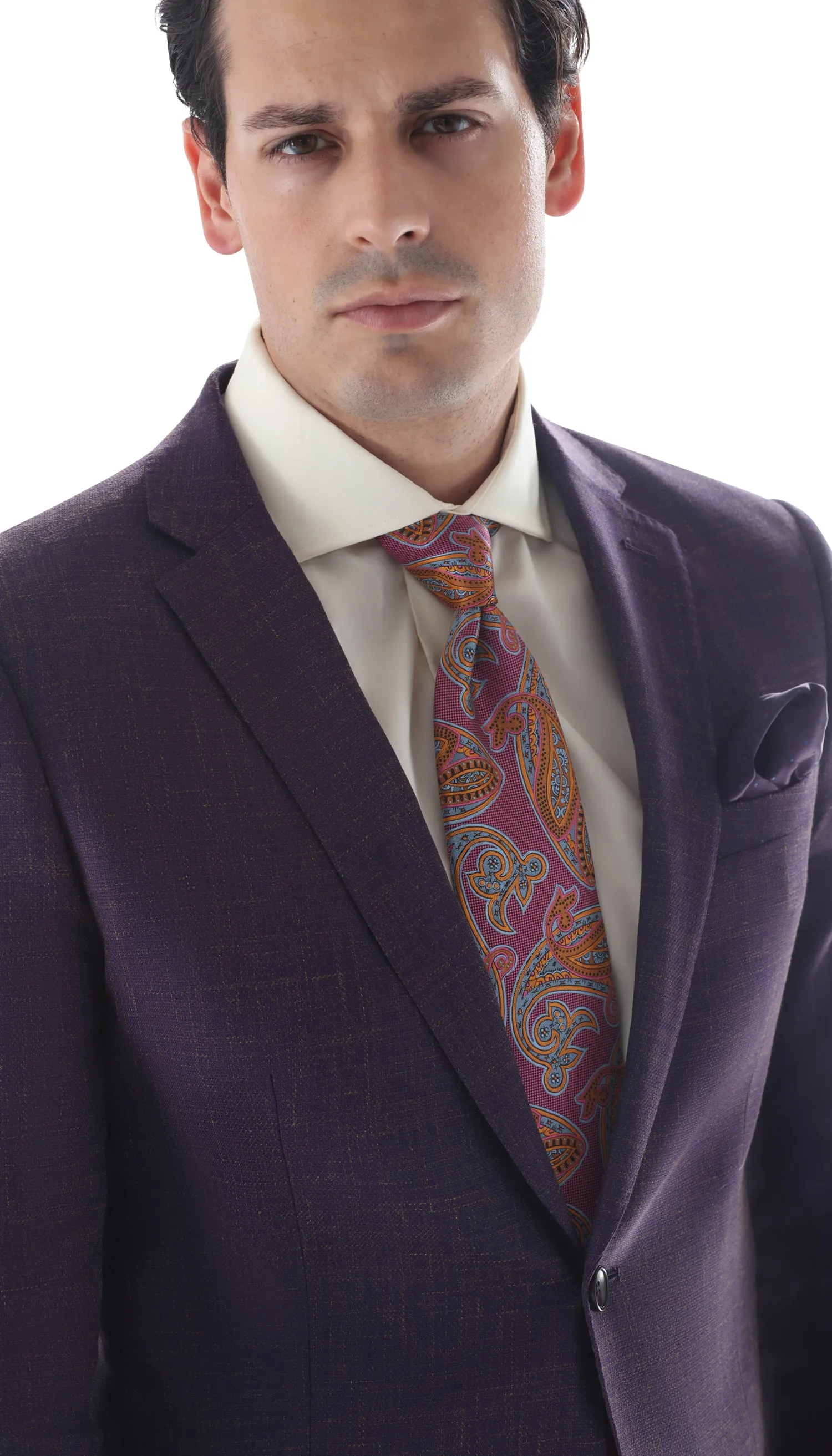 Ferrecci Mens 2 Button Slim Fit Egg Plant Purple Suit