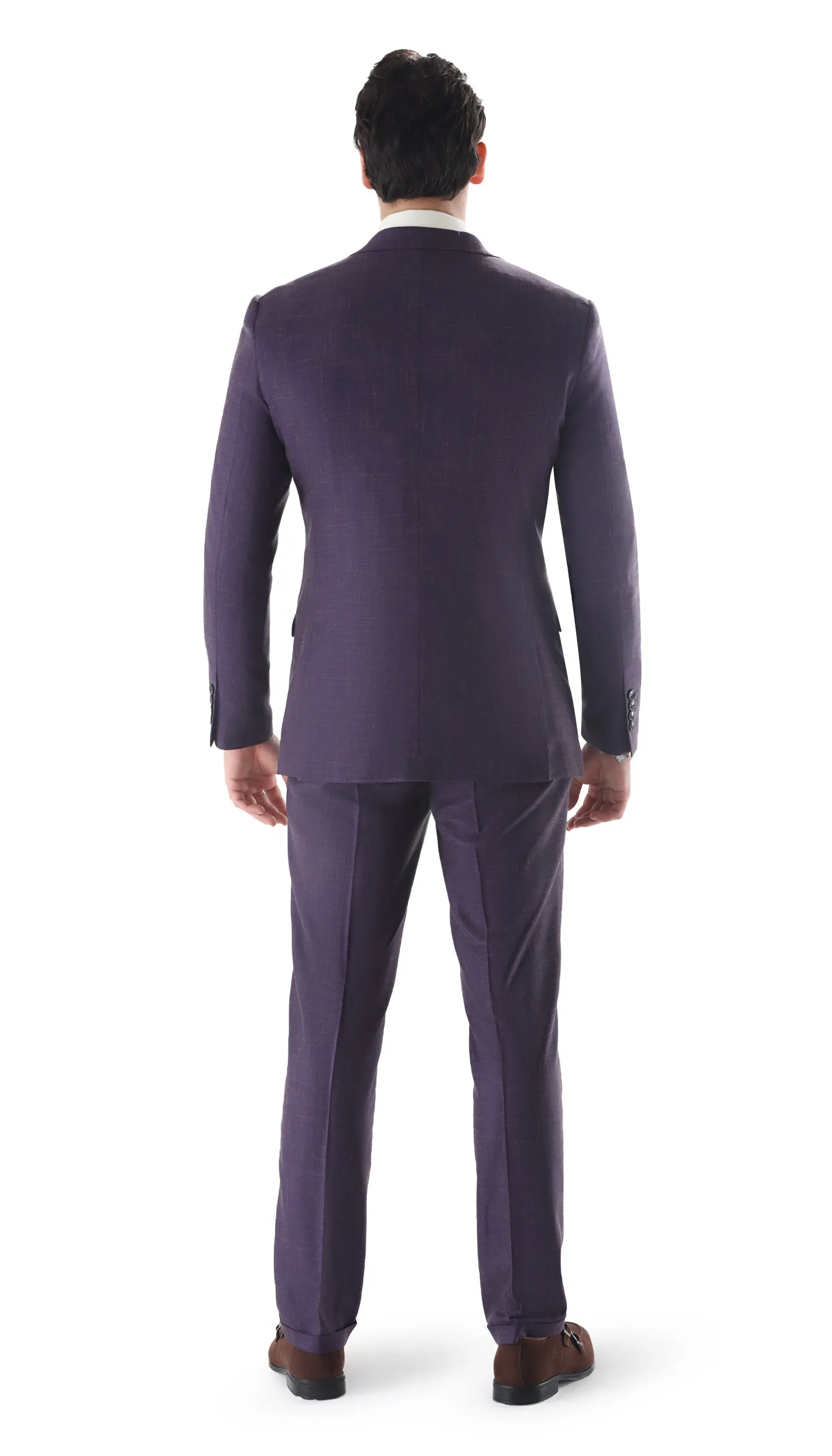 Ferrecci Mens 2 Button Slim Fit Egg Plant Purple Suit