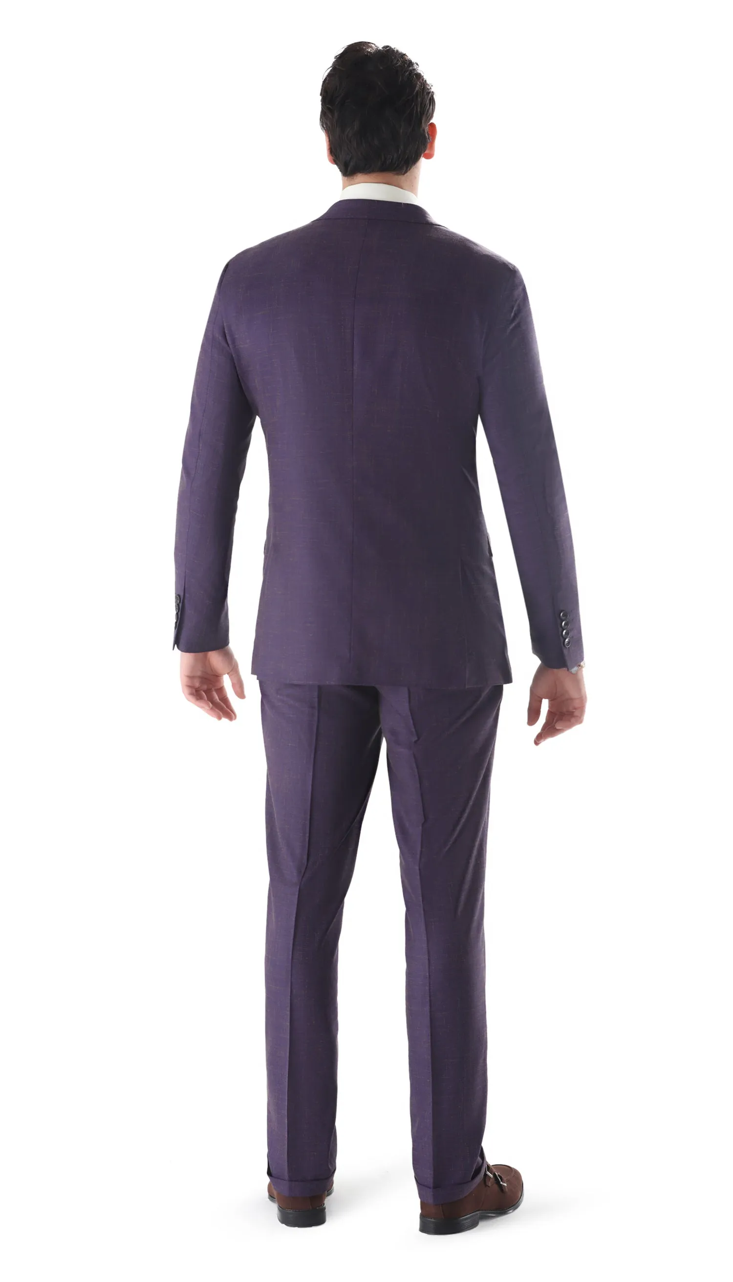 Ferrecci Mens 2 Button Slim Fit Egg Plant Purple Suit