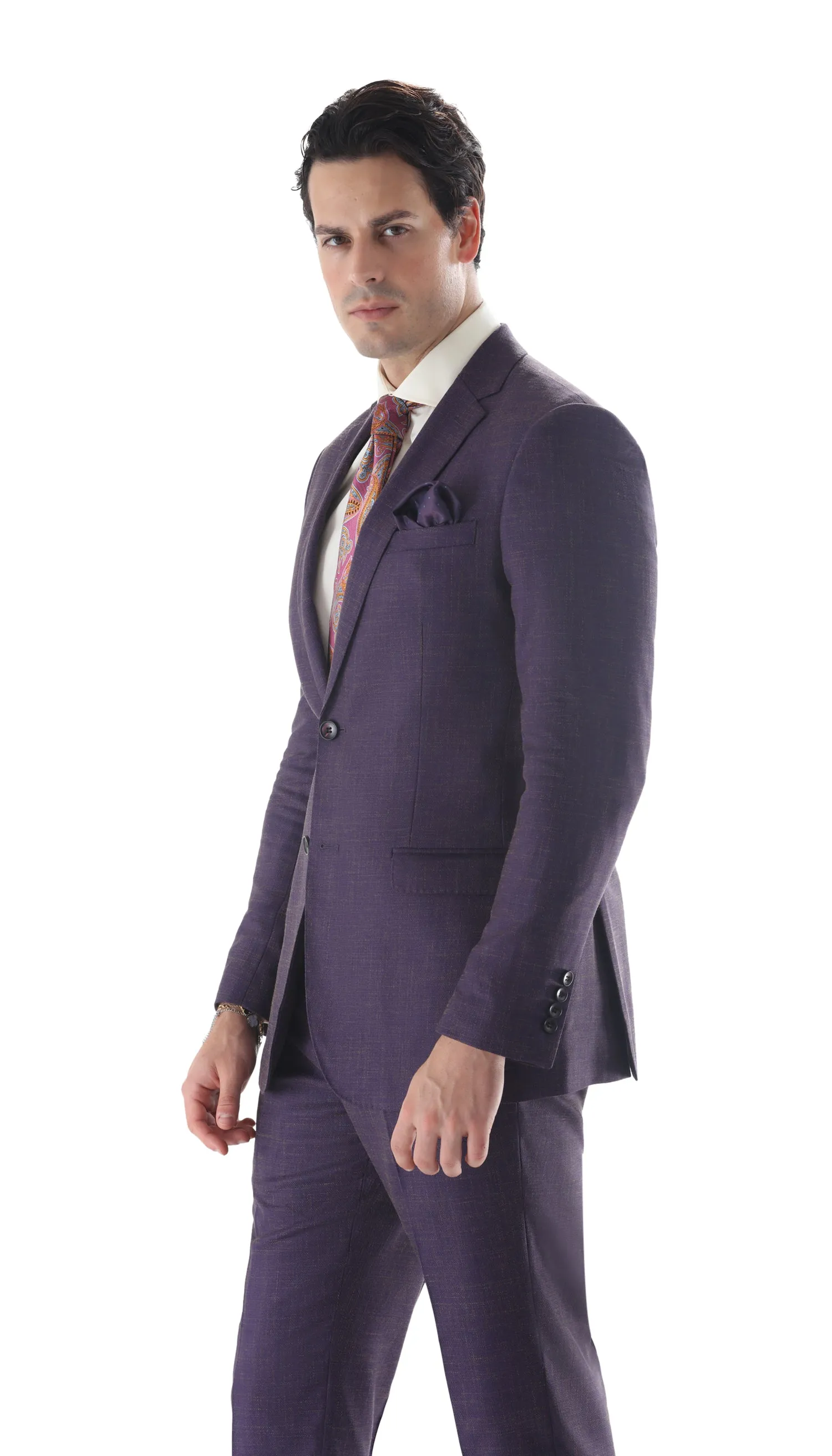 Ferrecci Mens 2 Button Slim Fit Egg Plant Purple Suit