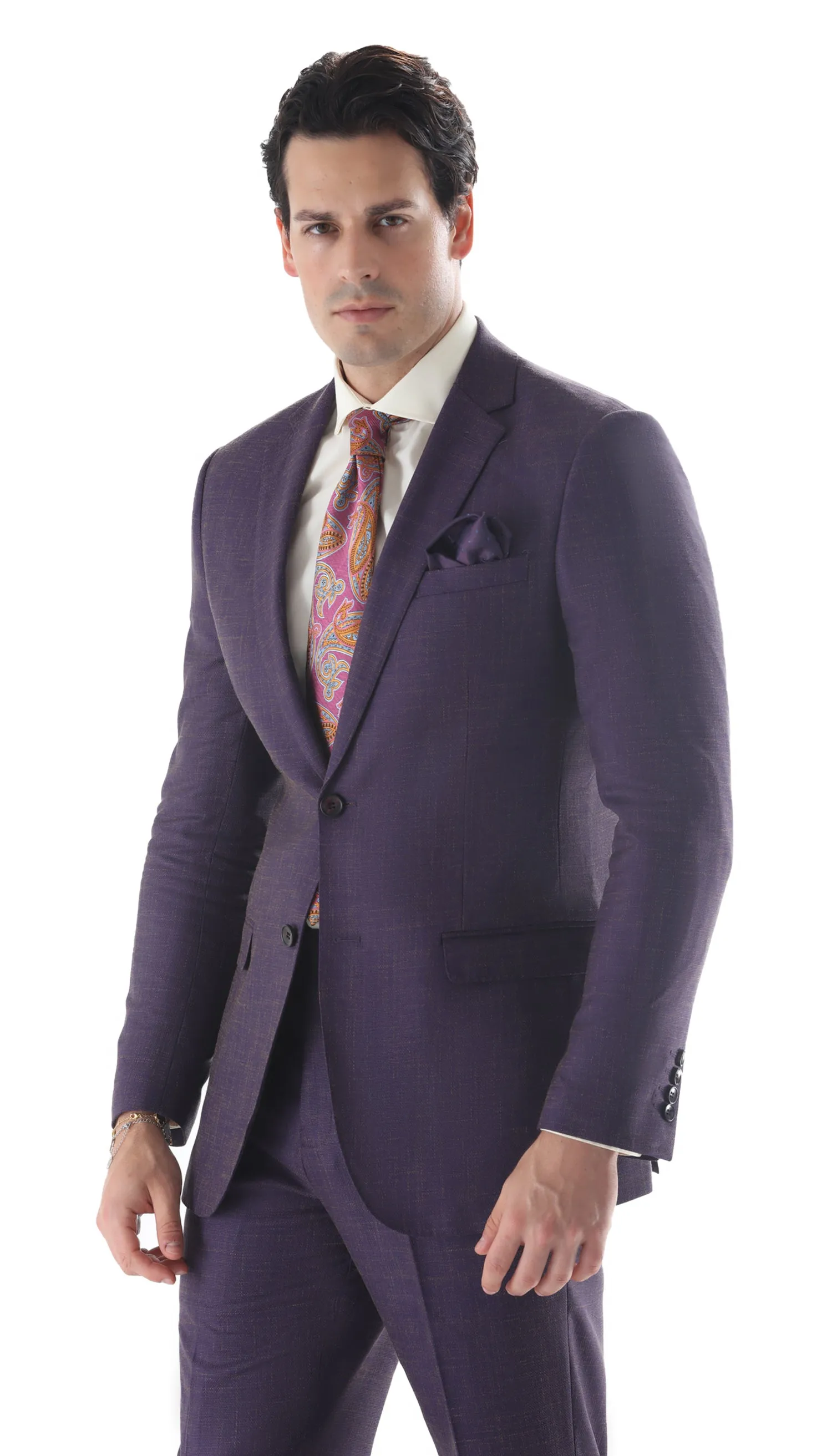 Ferrecci Mens 2 Button Slim Fit Egg Plant Purple Suit