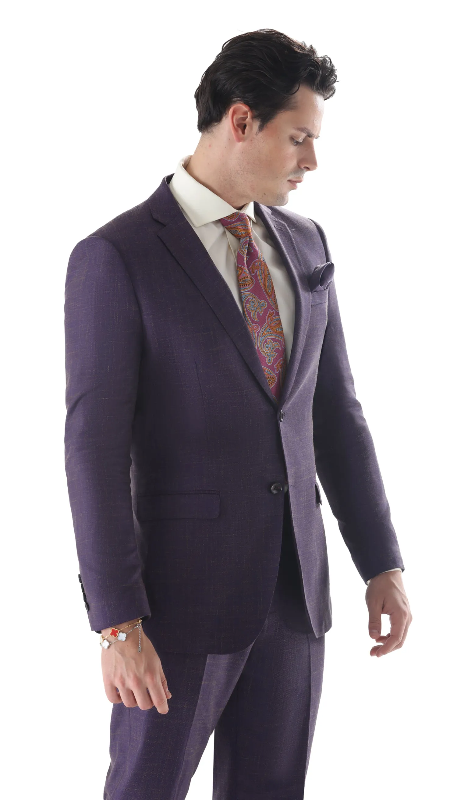 Ferrecci Mens 2 Button Slim Fit Egg Plant Purple Suit