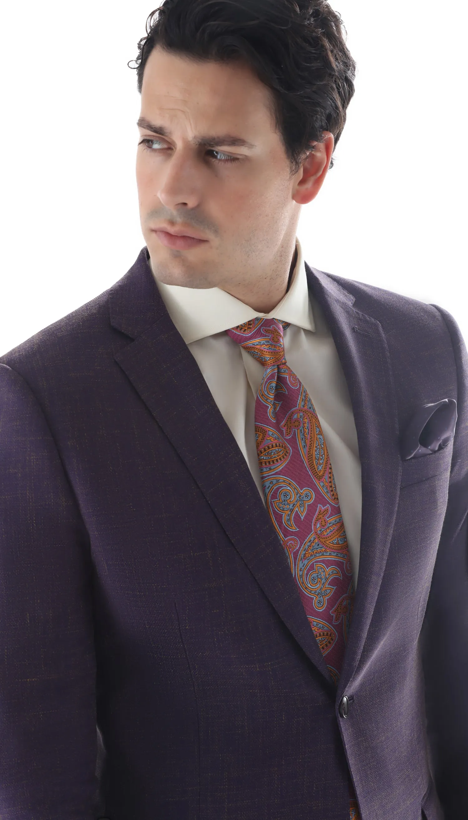 Ferrecci Mens 2 Button Slim Fit Egg Plant Purple Suit