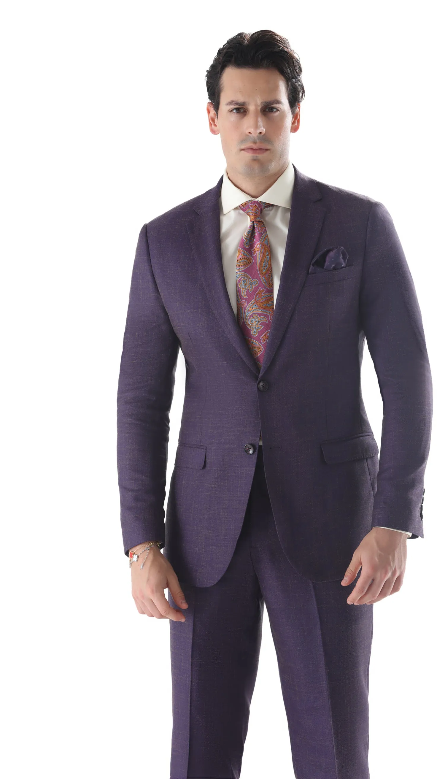 Ferrecci Mens 2 Button Slim Fit Egg Plant Purple Suit