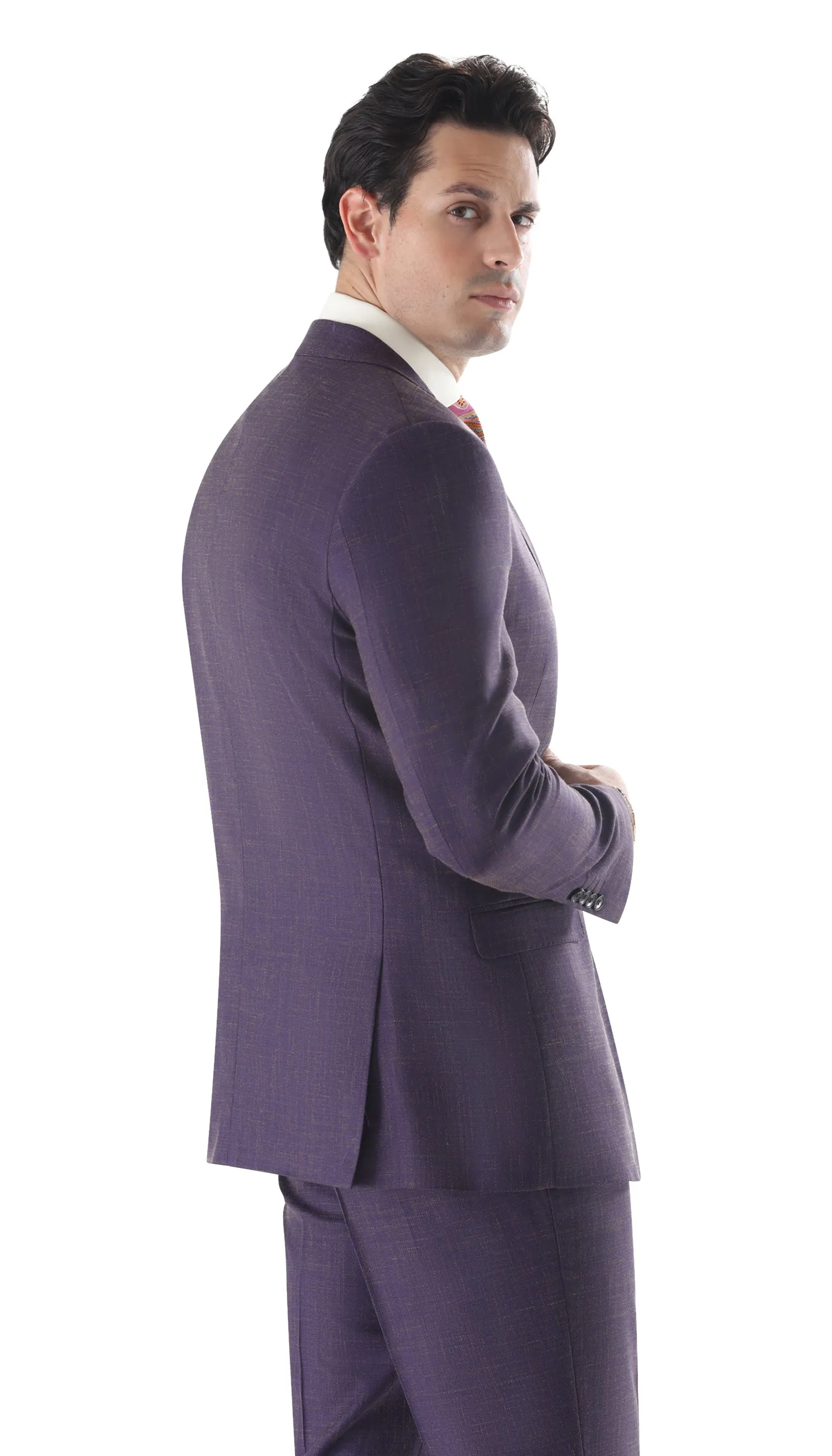 Ferrecci Mens 2 Button Slim Fit Egg Plant Purple Suit