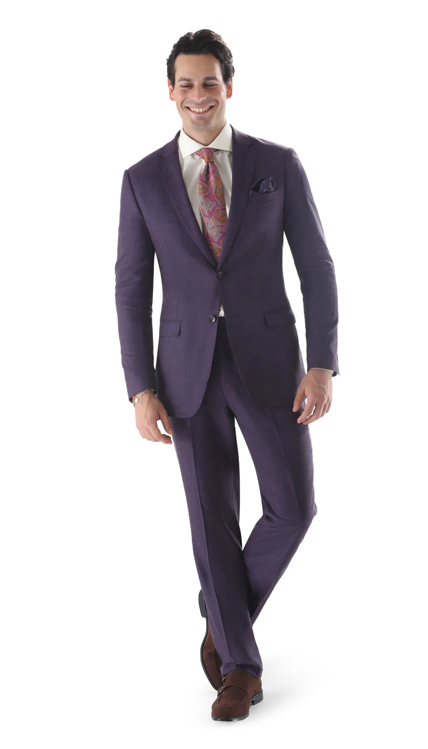 Ferrecci Mens 2 Button Slim Fit Egg Plant Purple Suit