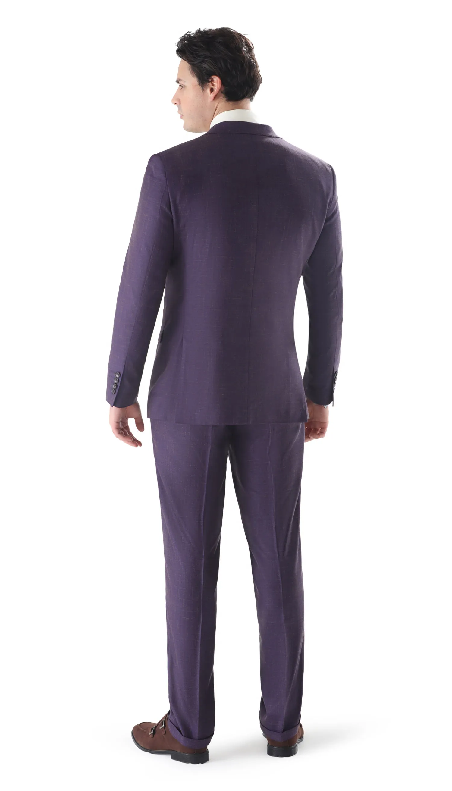 Ferrecci Mens 2 Button Slim Fit Egg Plant Purple Suit