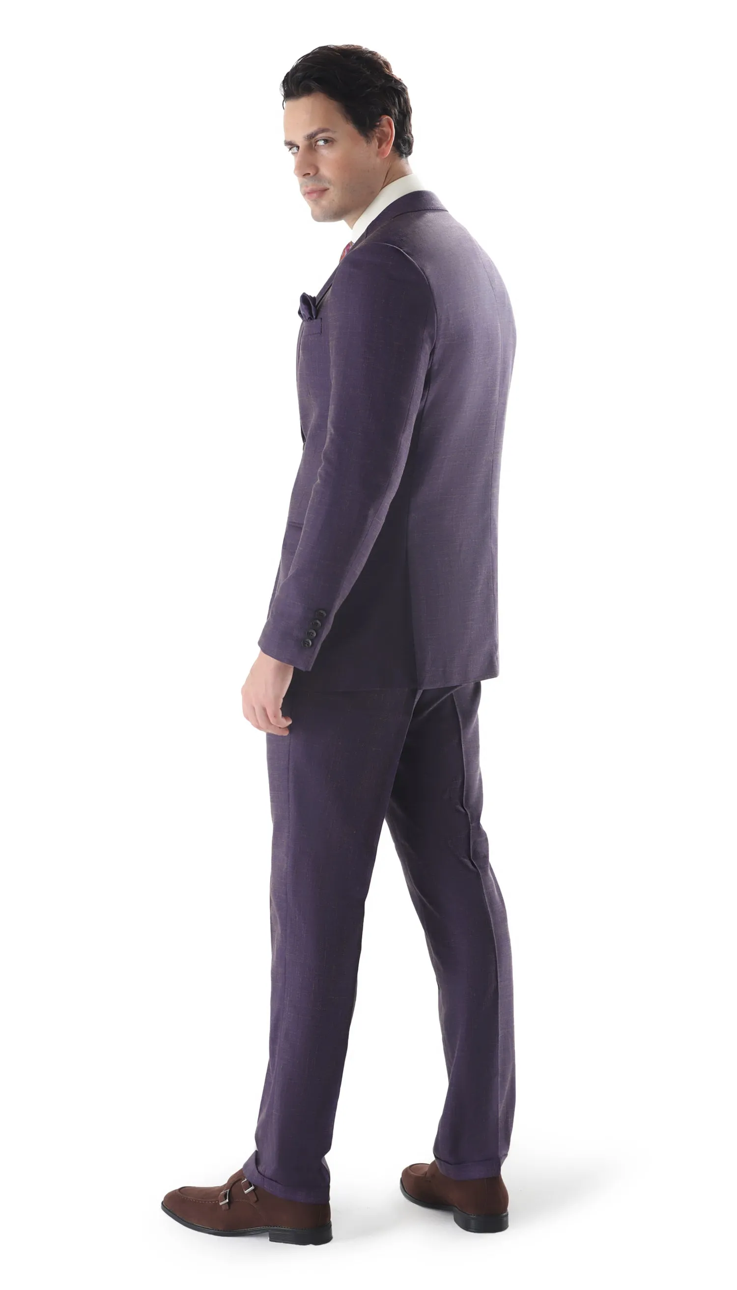 Ferrecci Mens 2 Button Slim Fit Egg Plant Purple Suit