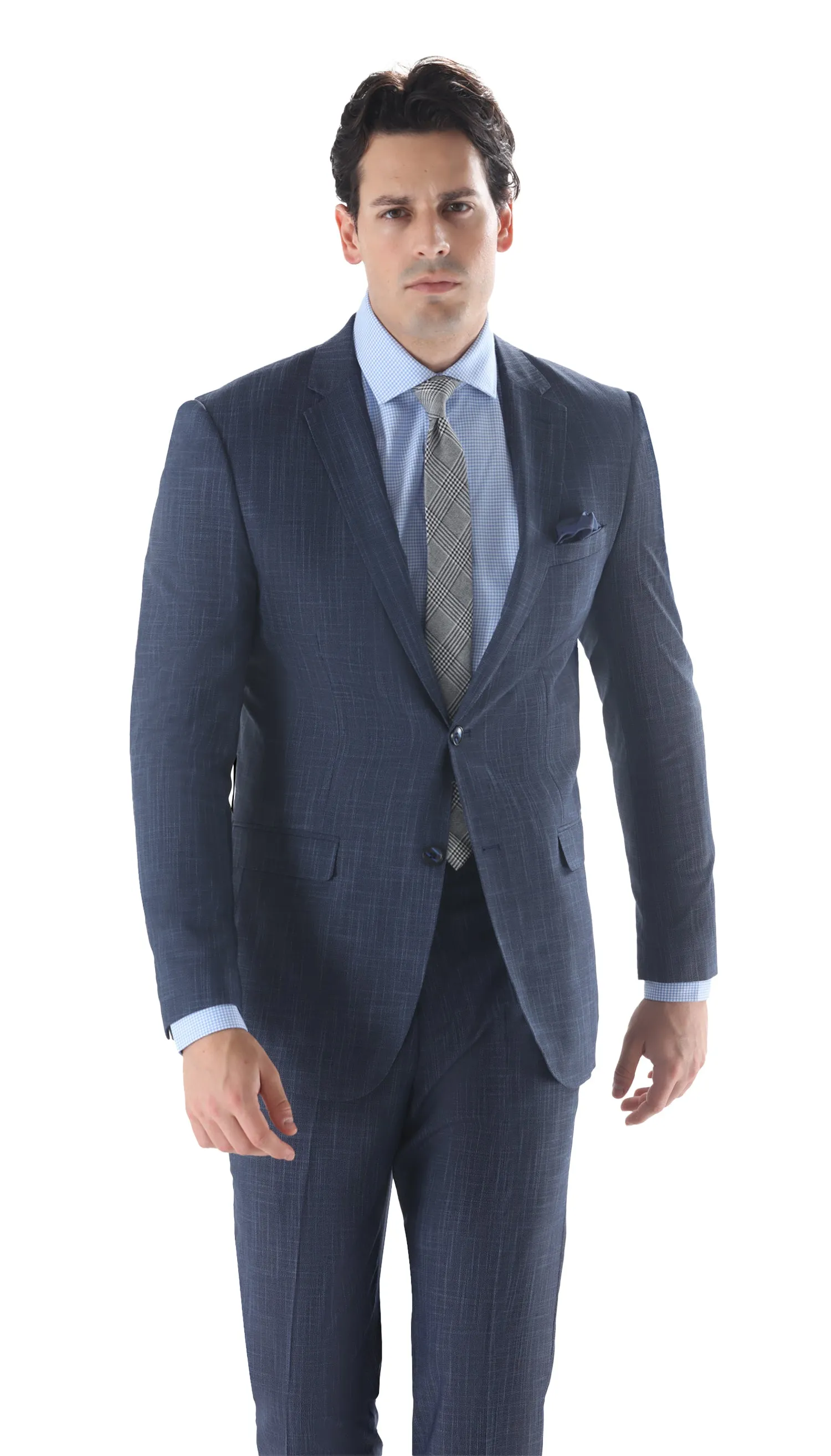 Ferrecci Mens 2 Button Slim Fit Navy Suit