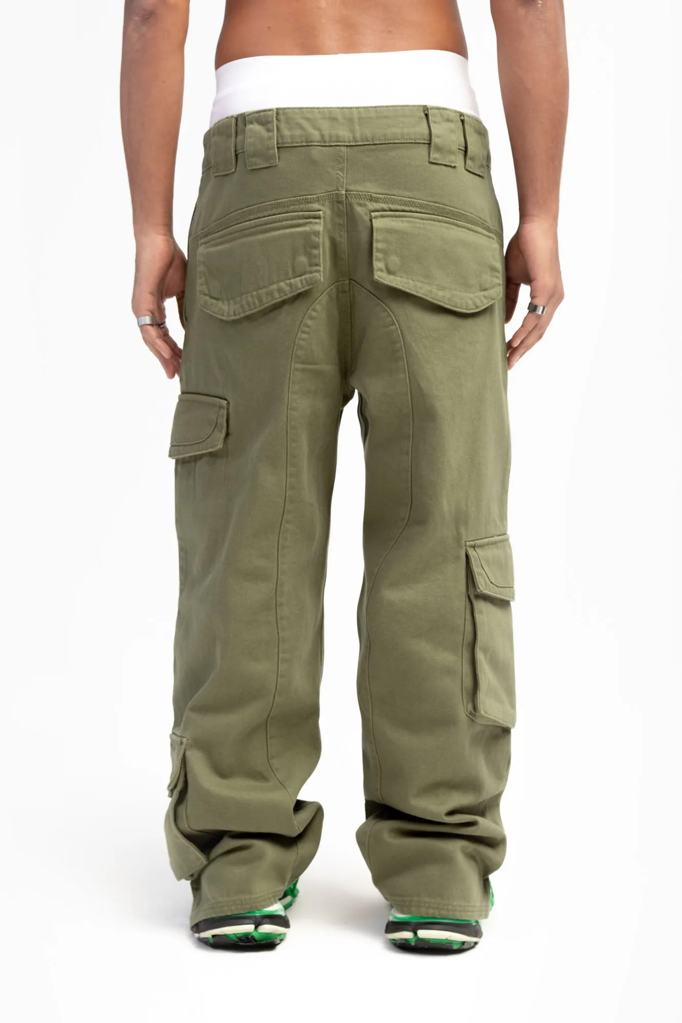 FIVE POCKET OLIVE CARGO PANTS