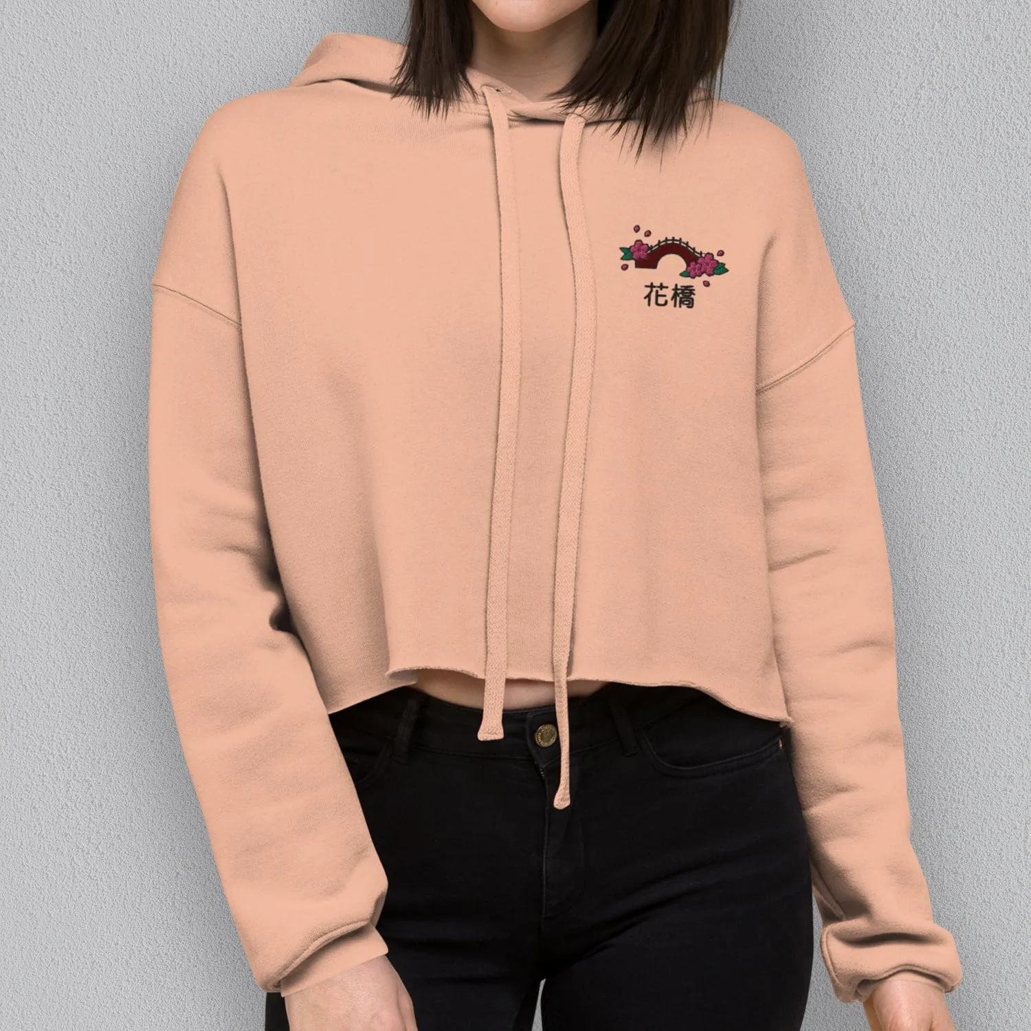 Flower Bridge Embroidered Crop Hoodie