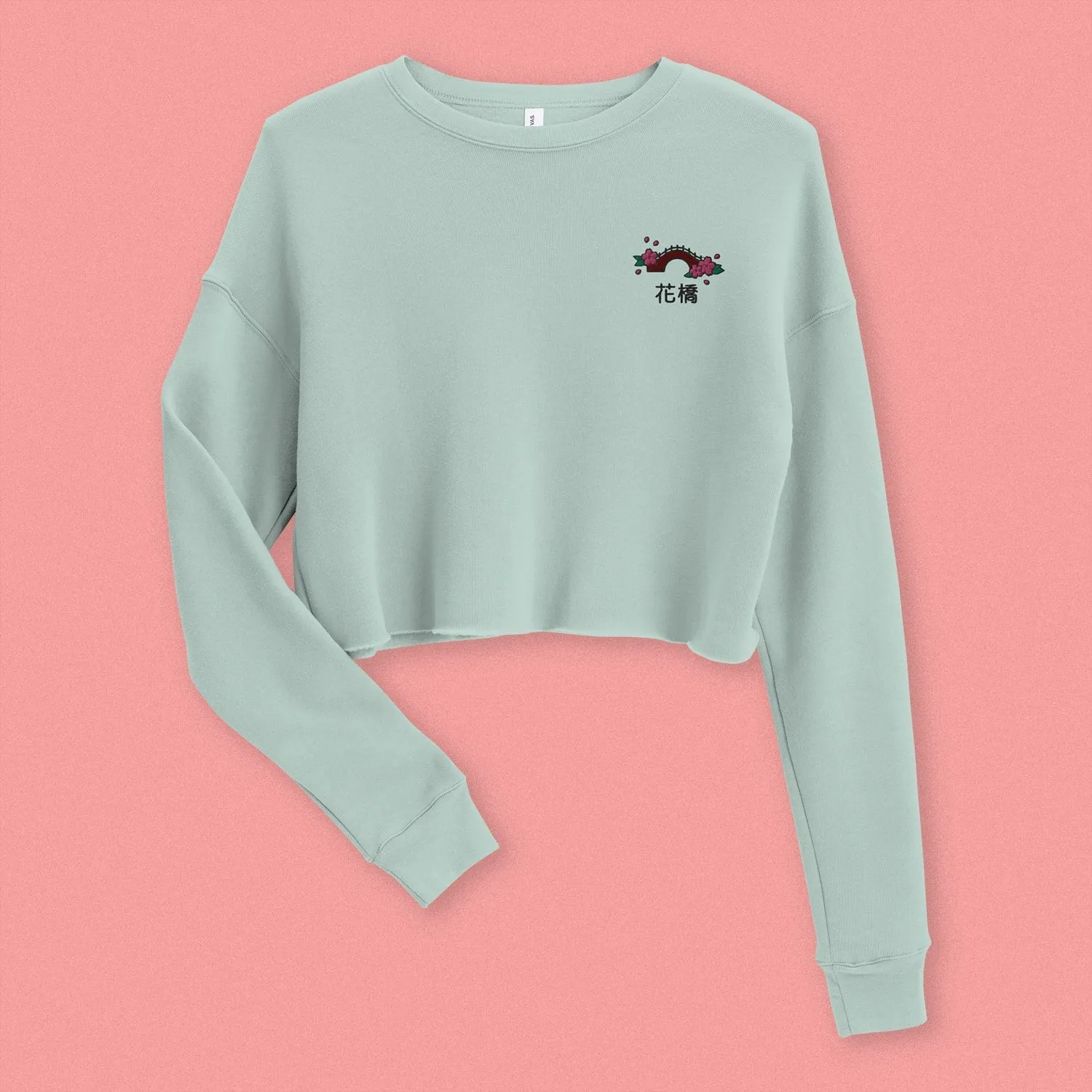 Flower Bridge Embroidered Crop Sweatshirt