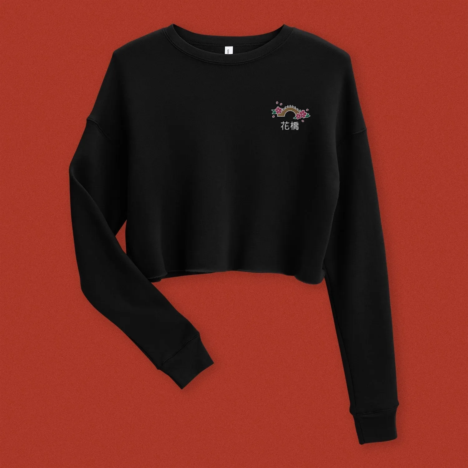 Flower Bridge Embroidered Crop Sweatshirt