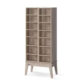 Folding Cabinet Bookshelf Rack CD DVD Media Storage Display Shelf Bluray Oak