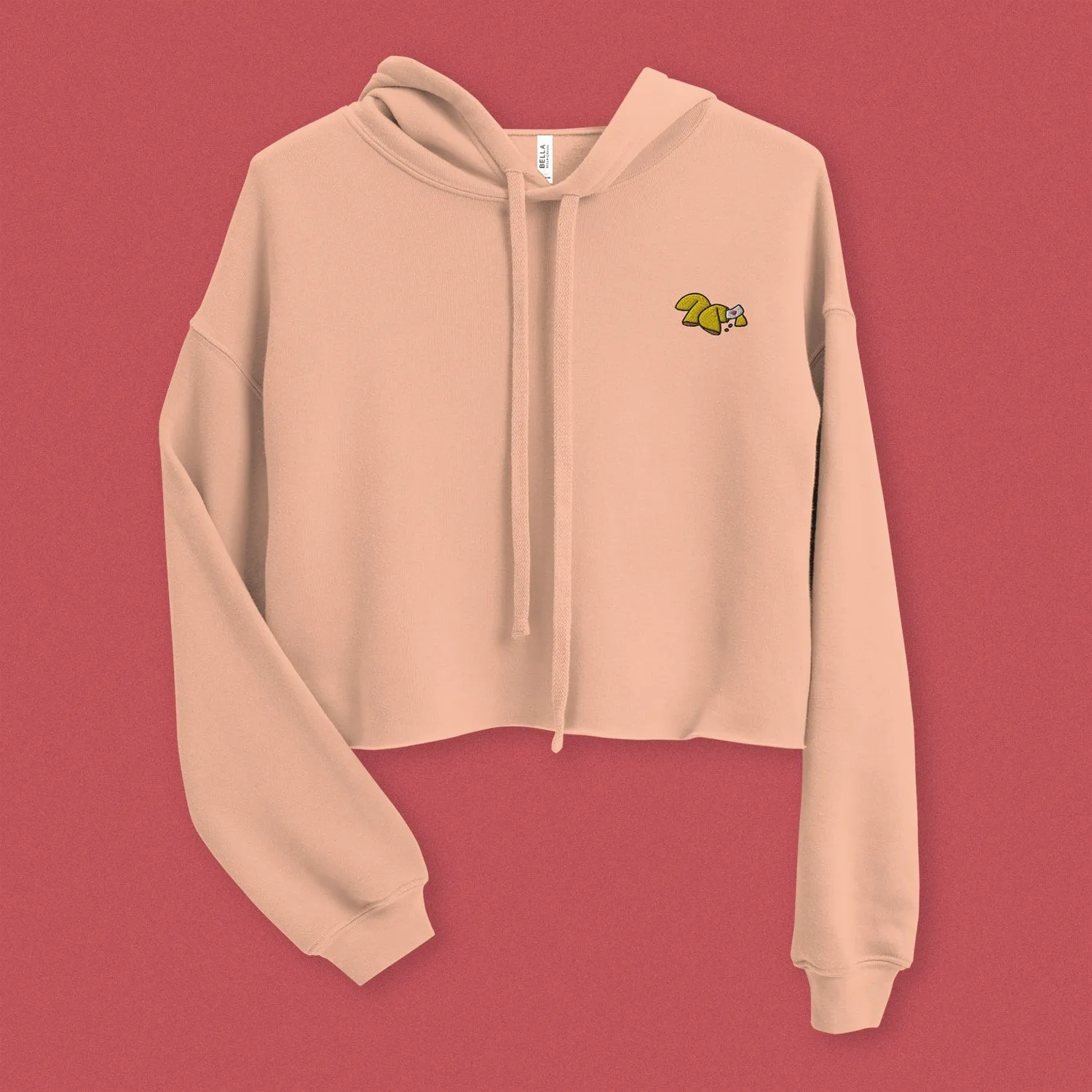 Fortune Cookie Embroidered Crop Hoodie