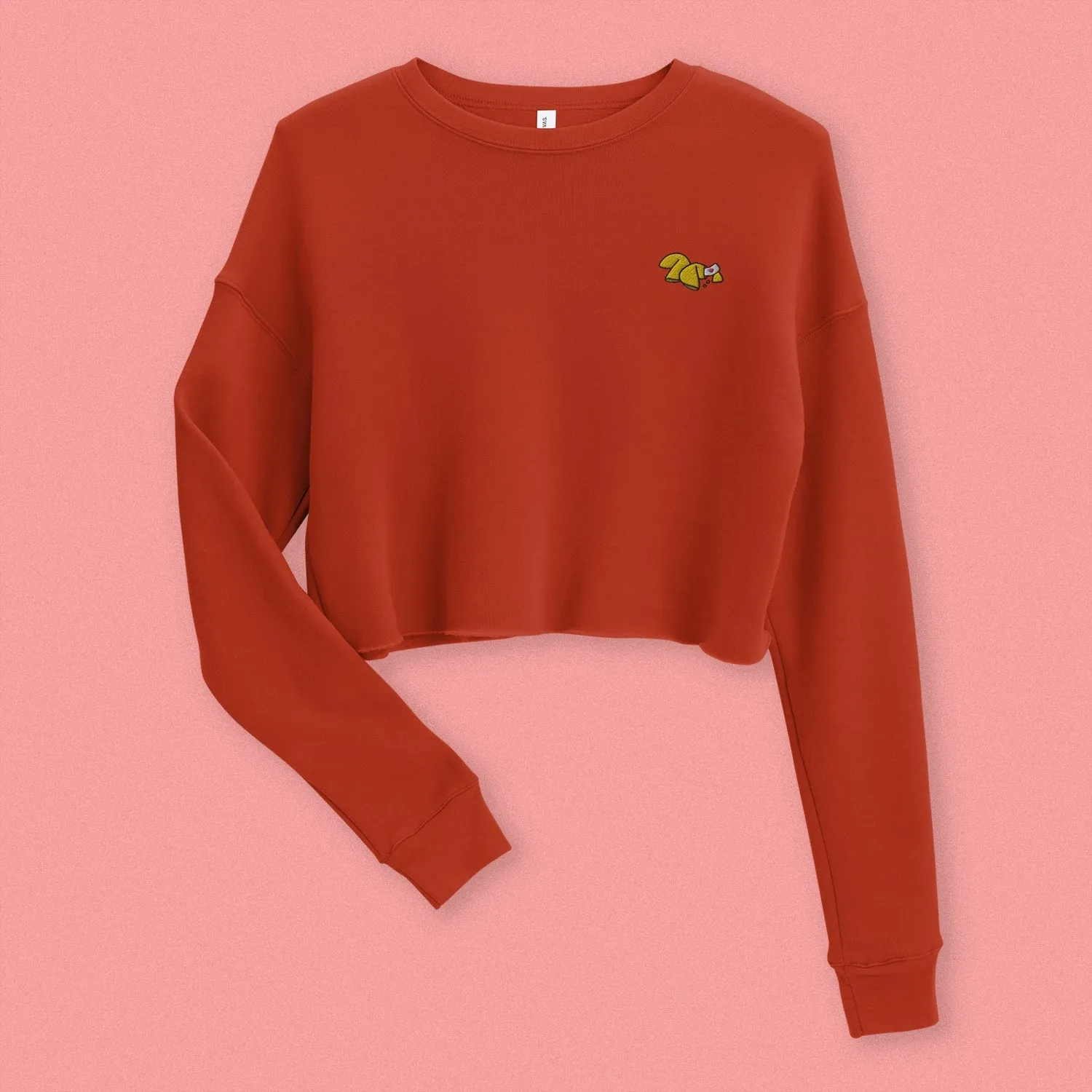 Fortune Cookie Embroidered Crop Sweatshirt