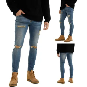 Free Sample Top Quality Side Pocket Ripped Jeans Original Stretch Denim Jeans Mens