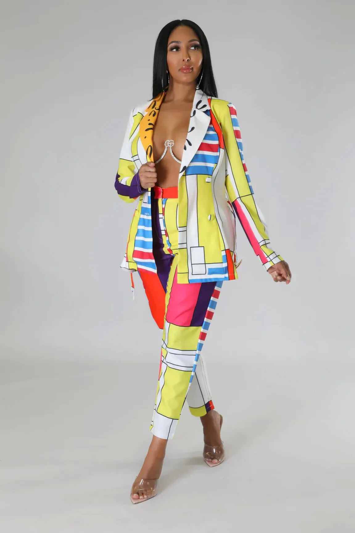 Full Of Color Blazer Pants Set