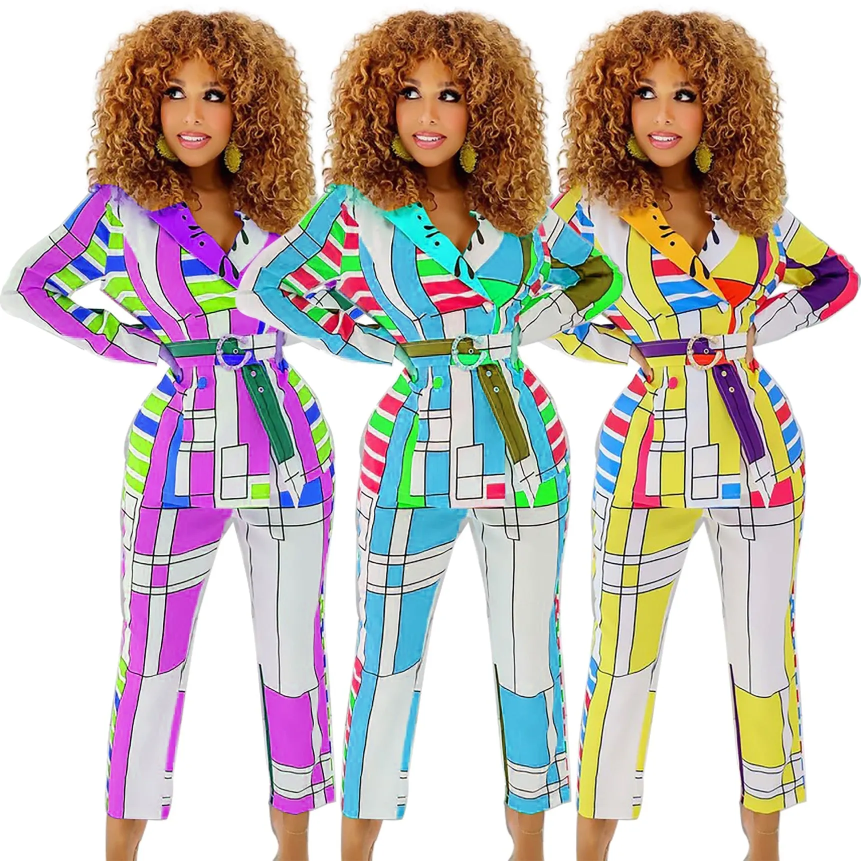 Full Of Color Blazer Pants Set