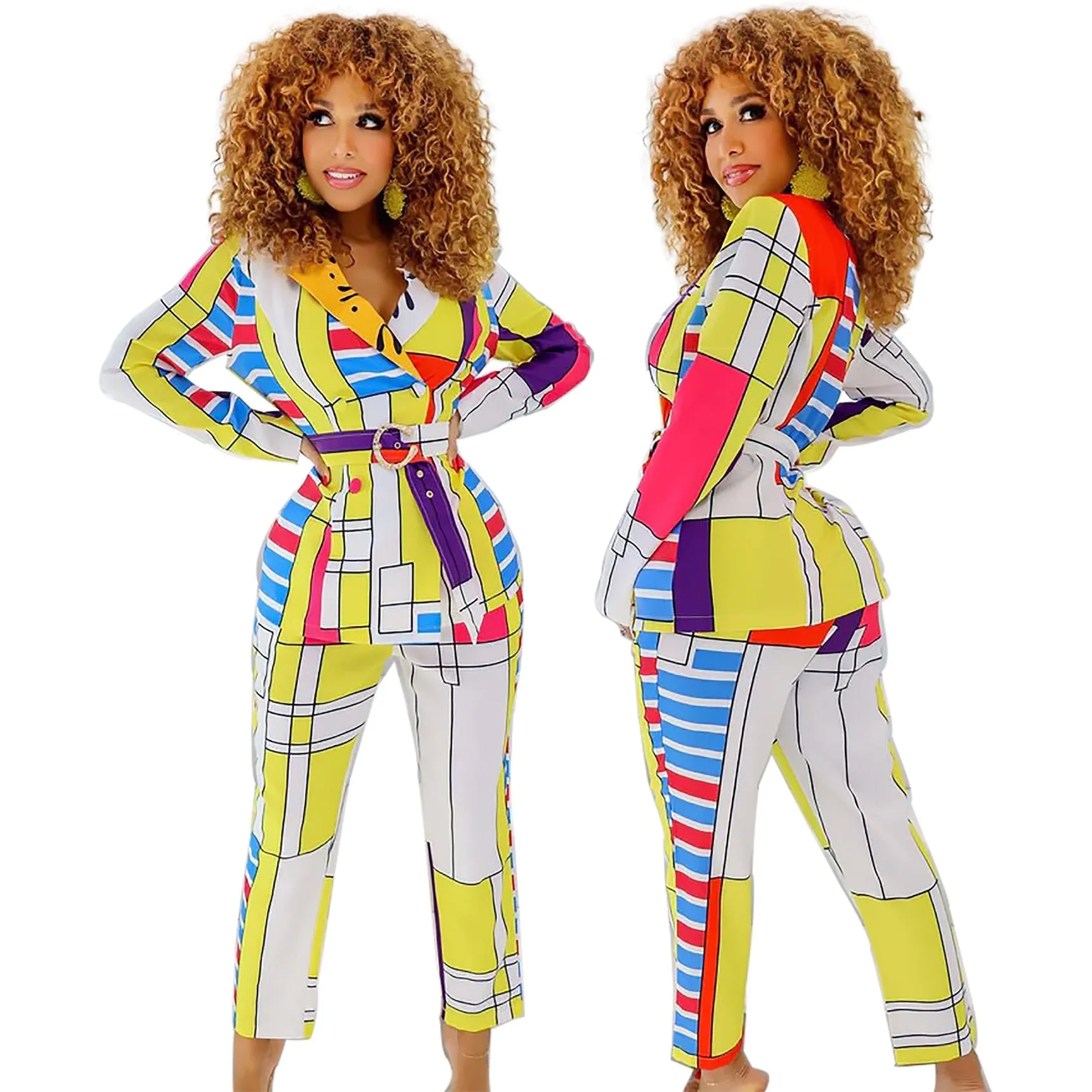 Full Of Color Blazer Pants Set