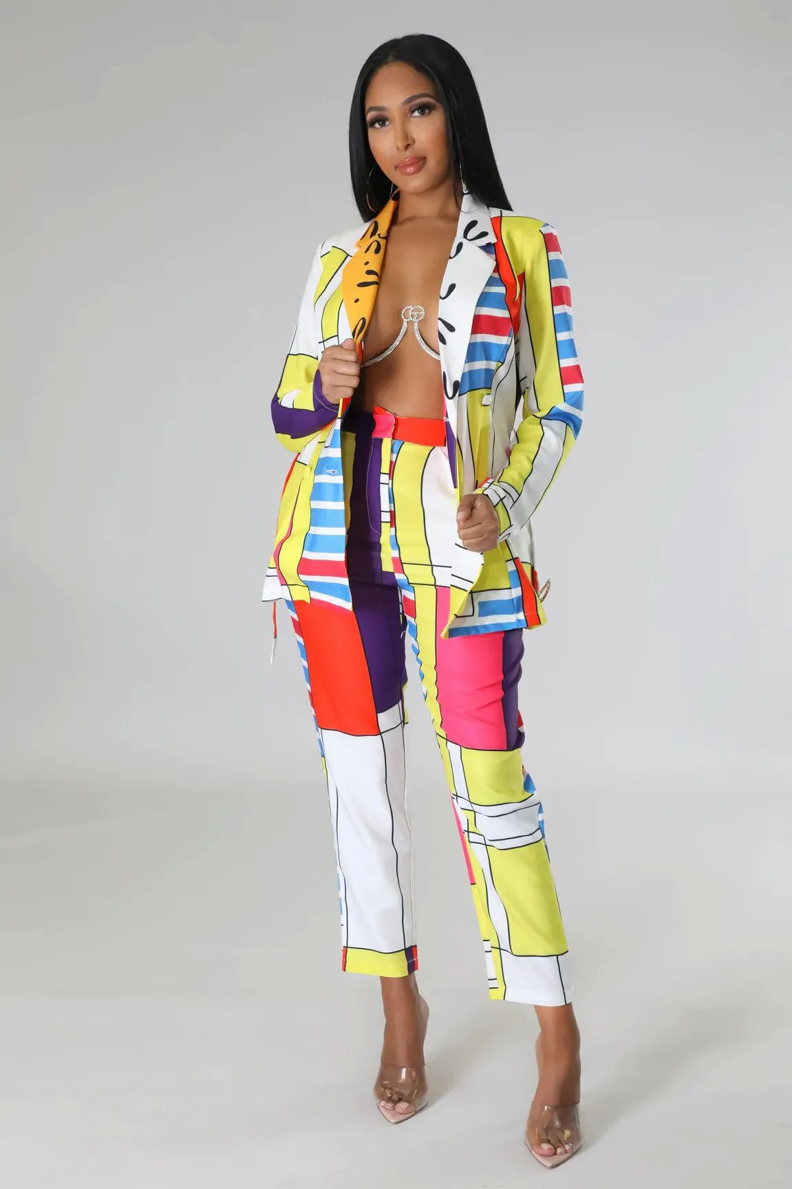 Full Of Color Blazer Pants Set