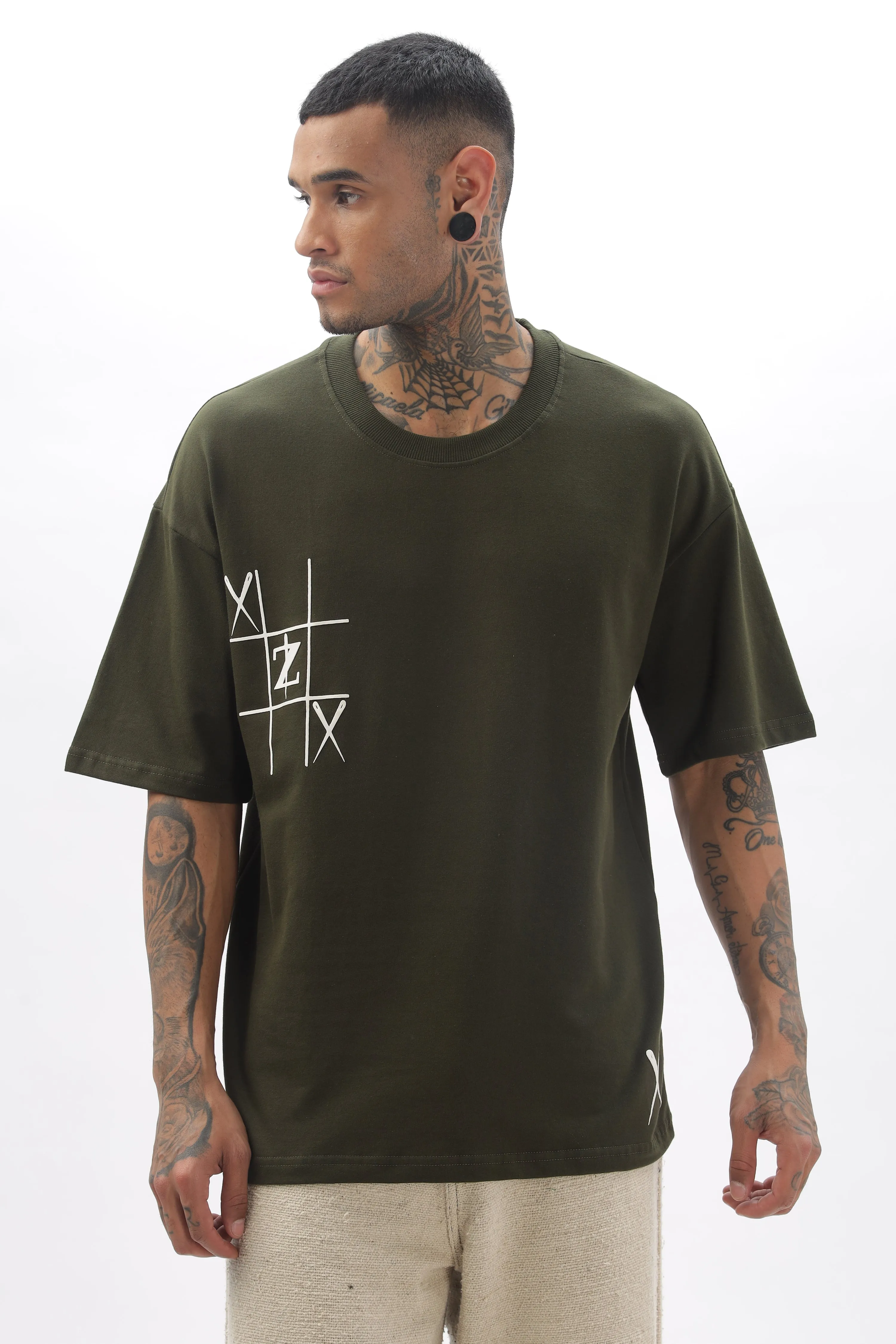 GameOn XO Olive Green Dropshoulder Tshirt