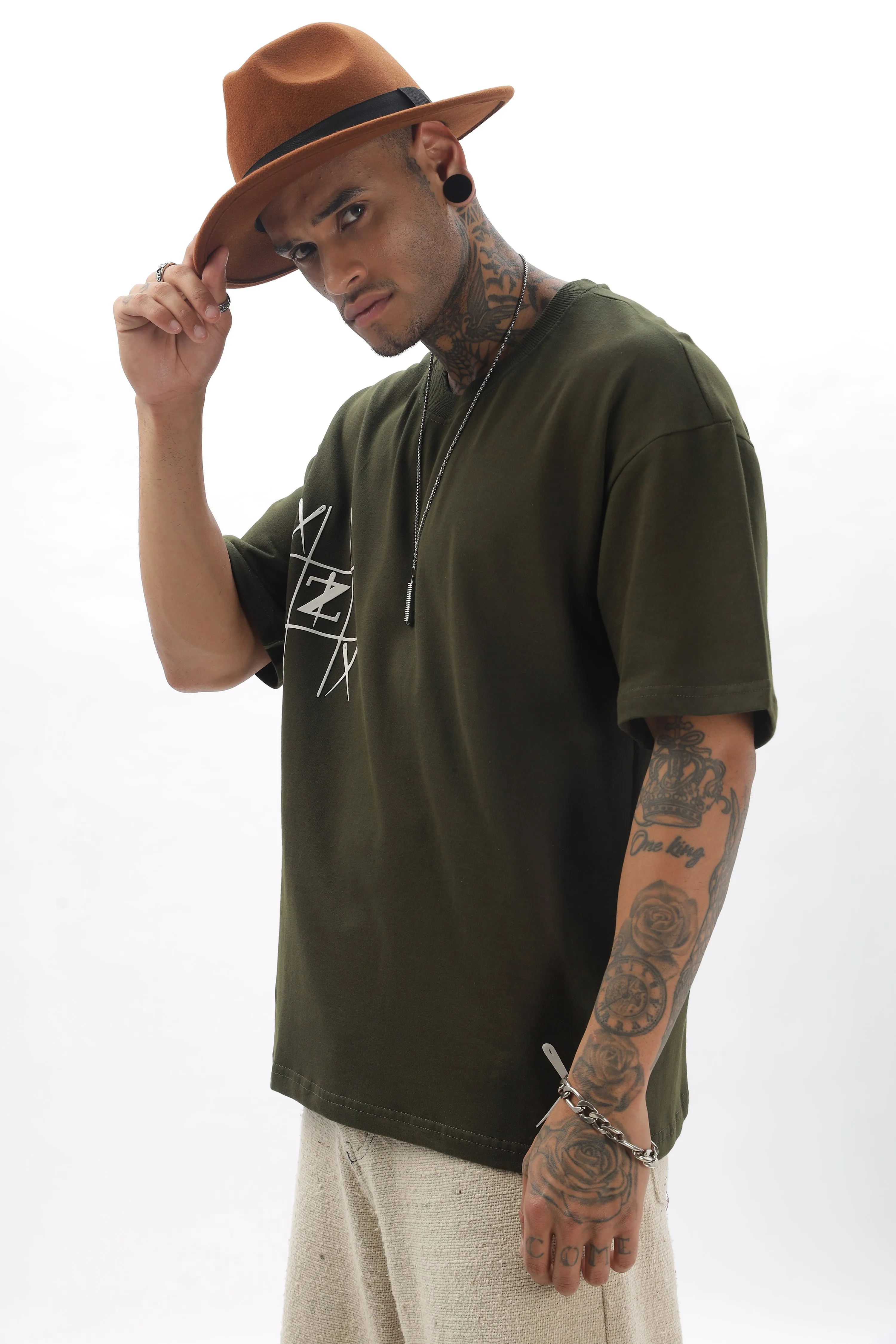 GameOn XO Olive Green Dropshoulder Tshirt