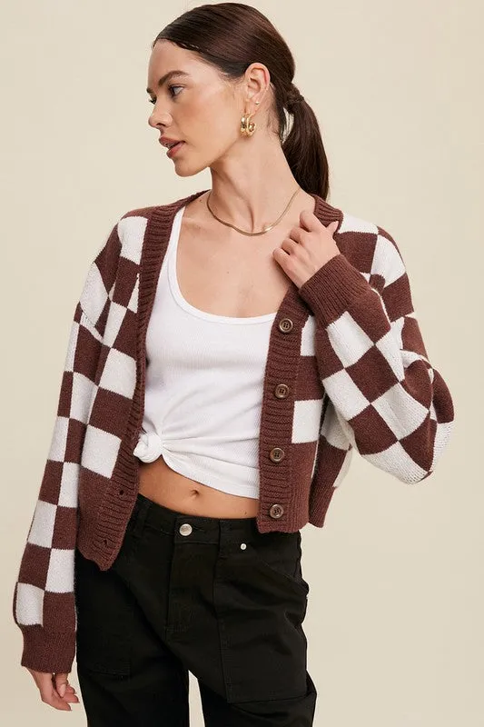 Gingham Bliss Long Sleeve Cropped Cardigan - 3 Colors