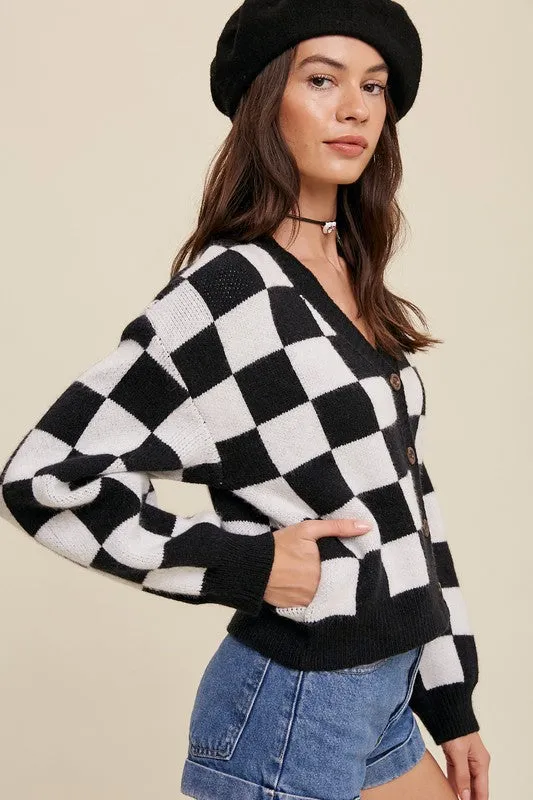 Gingham Bliss Long Sleeve Cropped Cardigan - 3 Colors