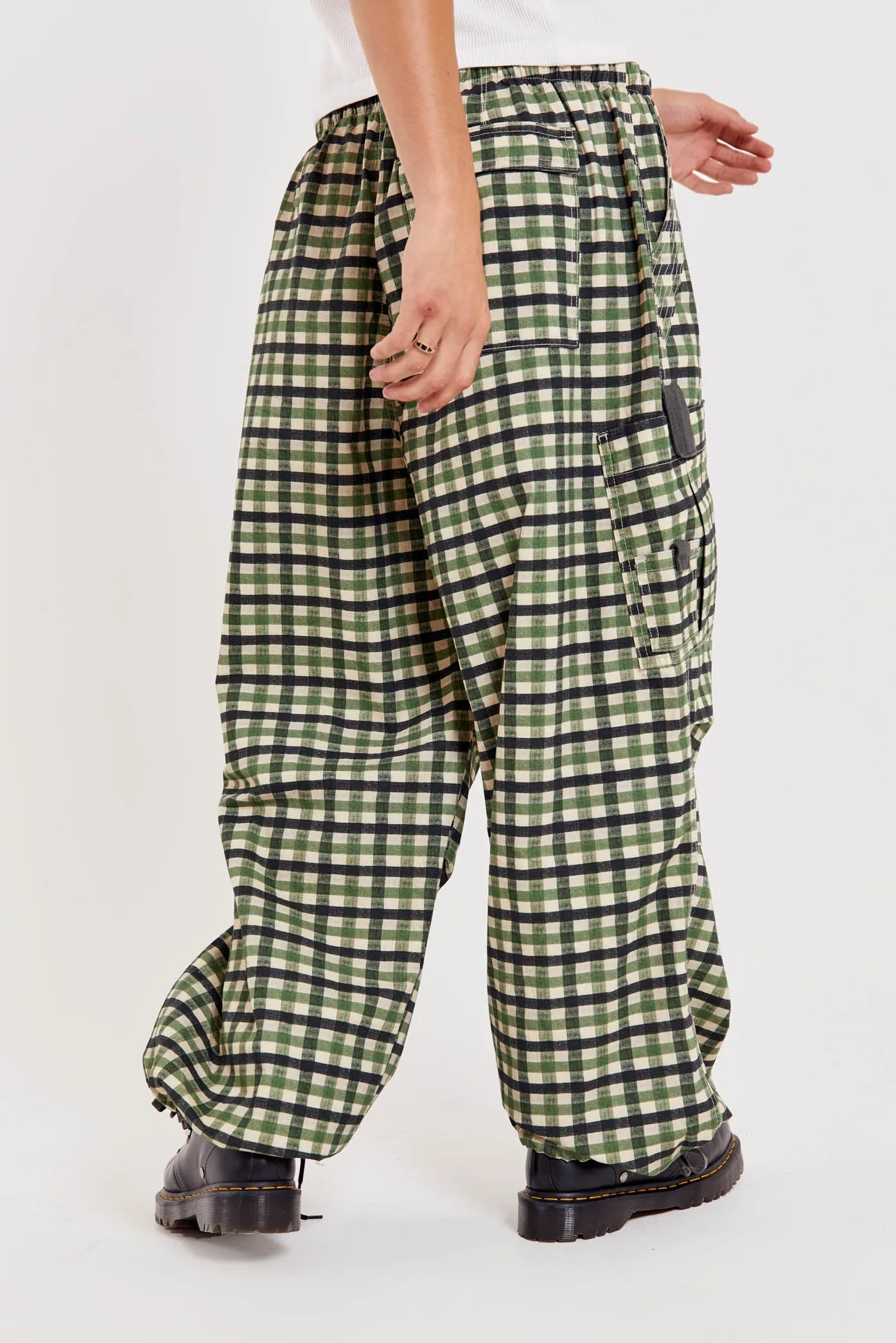 Gingham Parachute Cargo Pants