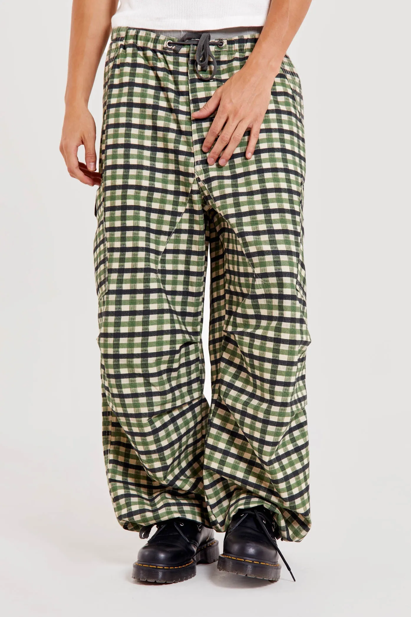 Gingham Parachute Cargo Pants