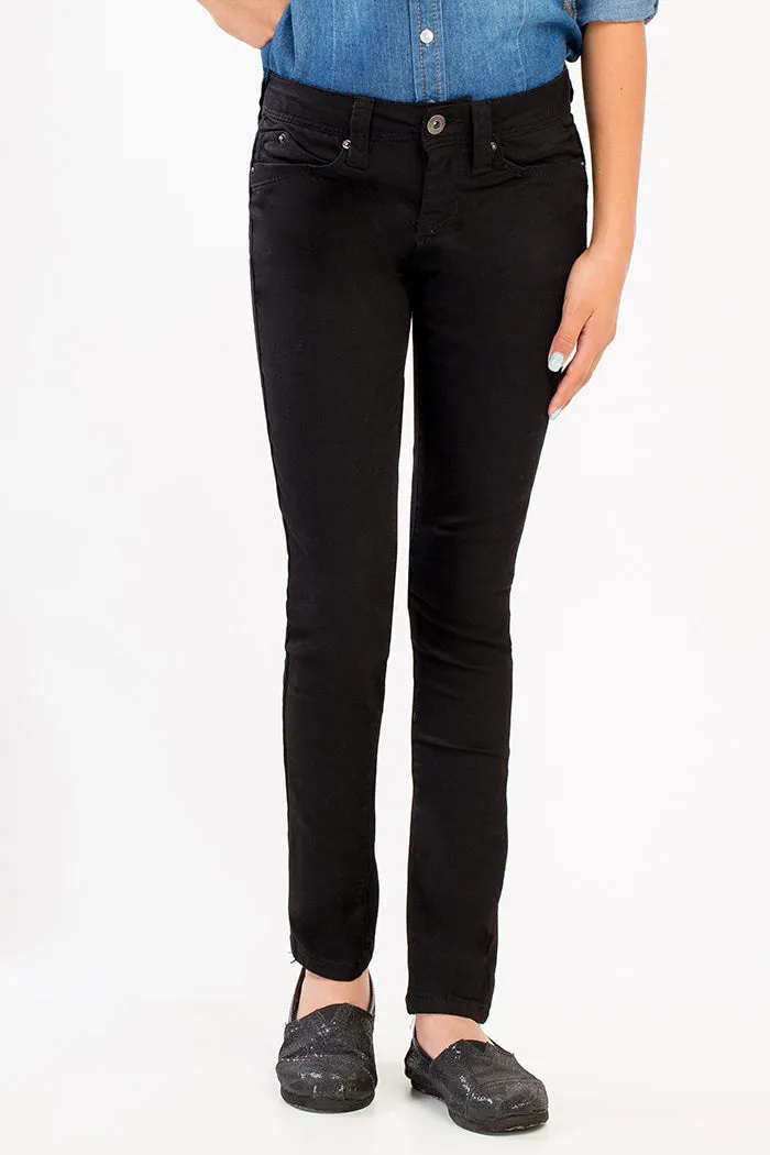 GIRLS BLACK WBF TWILL SKINNY JEANS